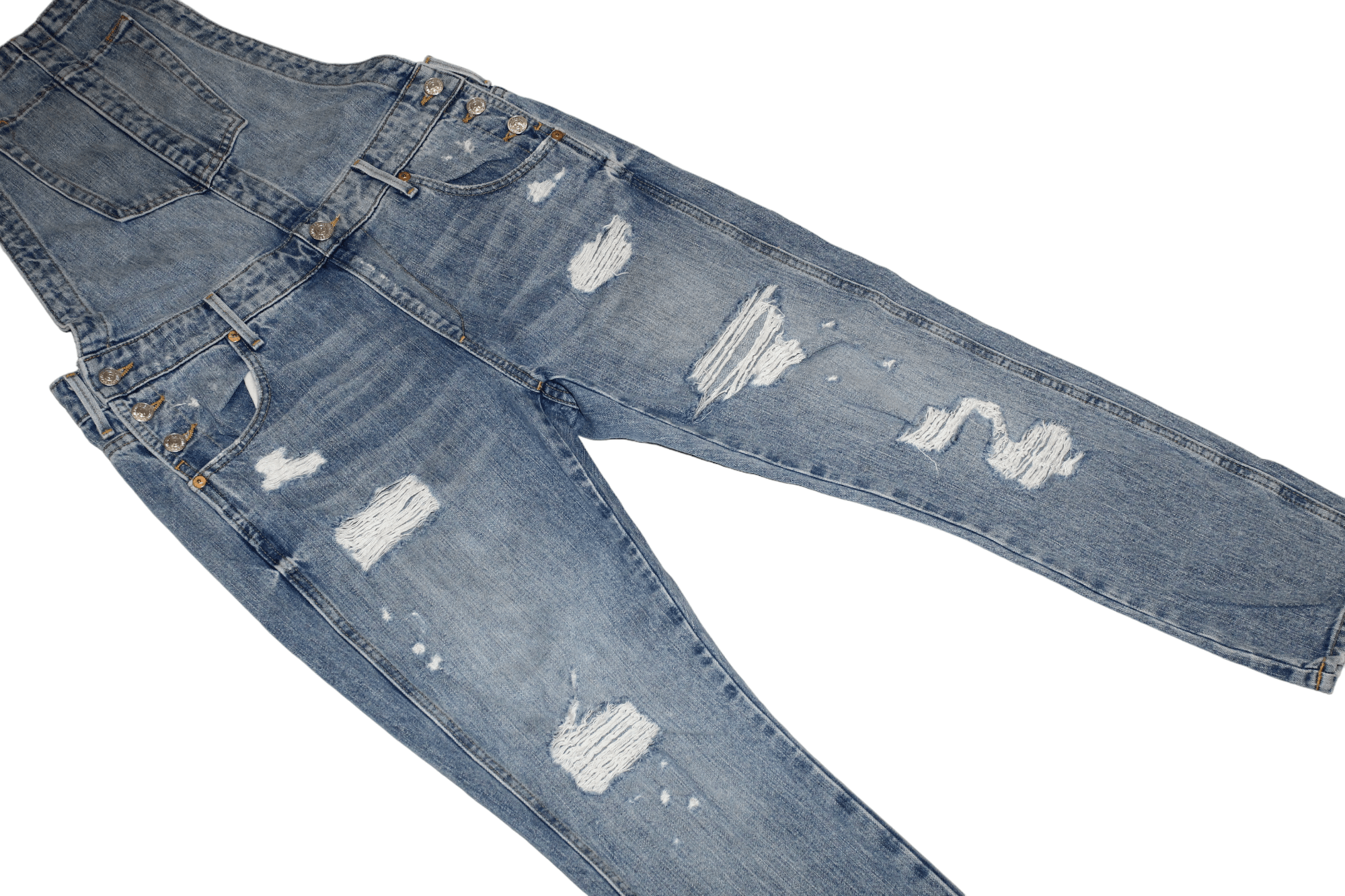 True Religion True Religion Distressed Faded Blue Denim Tapered Overall Size US 30 / EU 46 - 7 Thumbnail