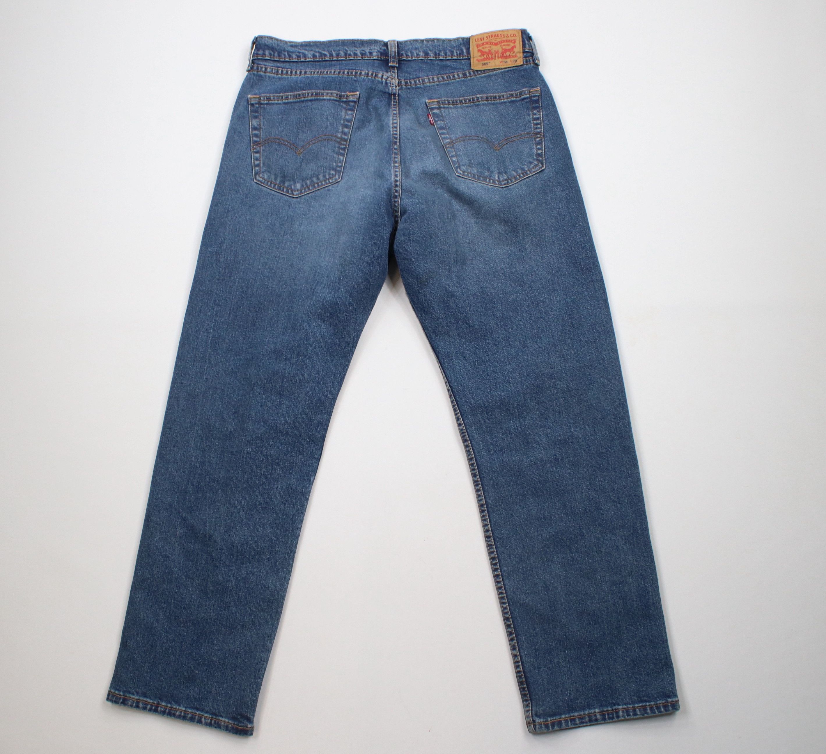 Levi's × Vintage Vintage Y2K Levis 505 Stretch Regular Fit Denim Jeans Blue Size US 34 / EU 50 - 10 Thumbnail