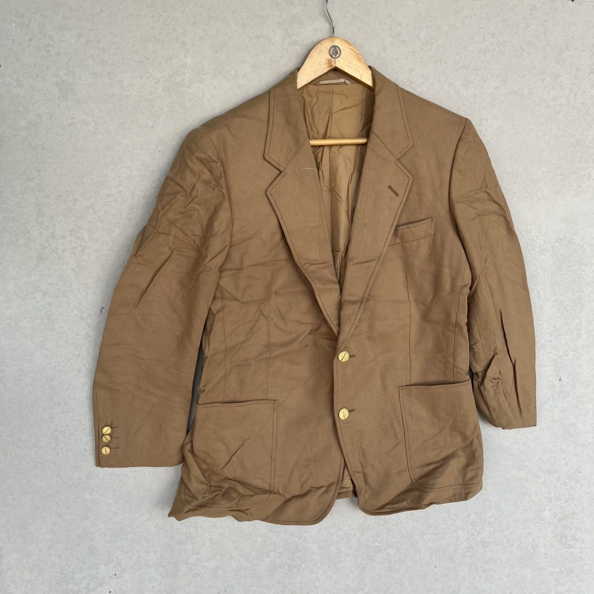 Other Vintage Tan Brown Blazer With Gold Buttons Size M Size 42R - 3 Thumbnail
