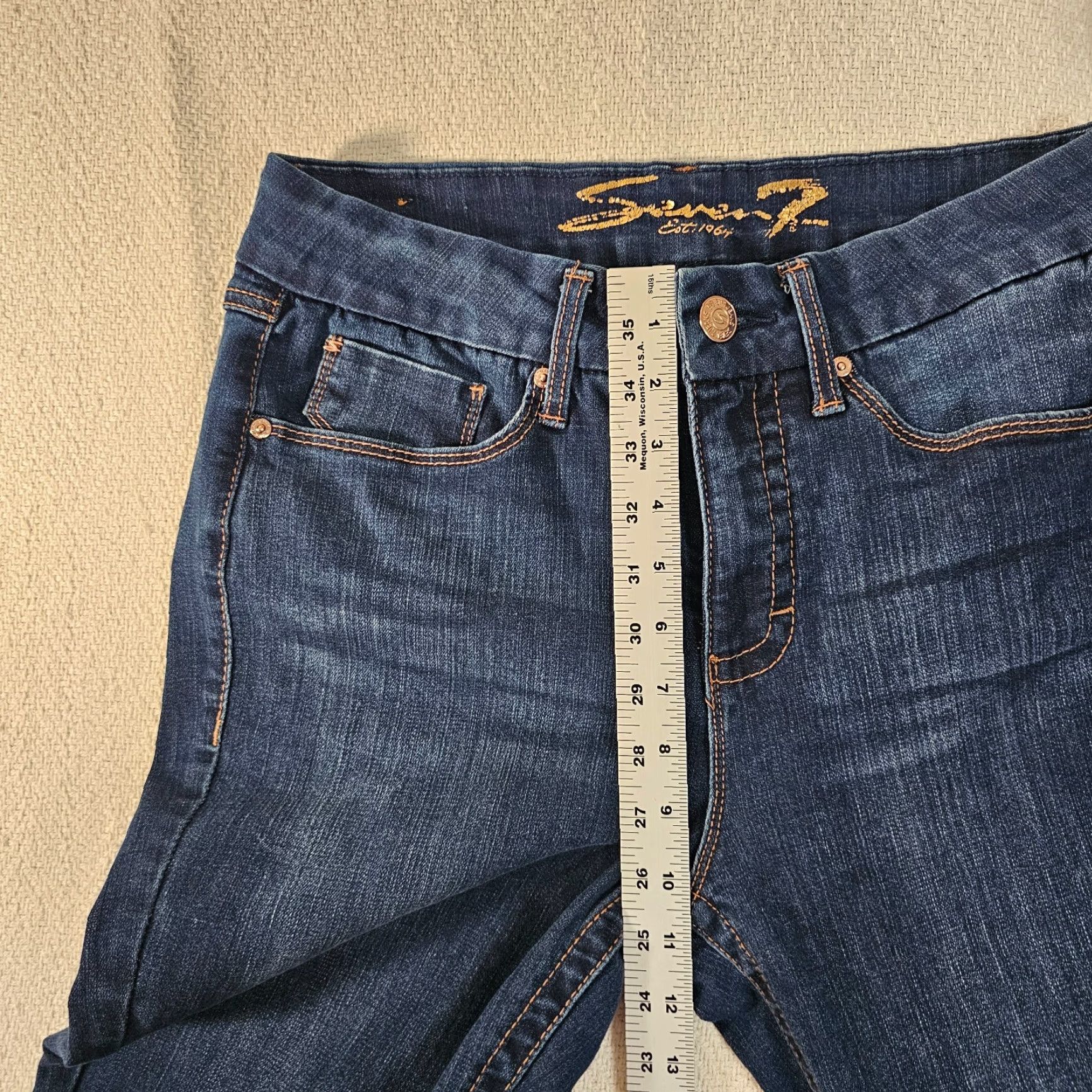 Vintage Seven7 Women’s Jeans Skinny High Rise Tummyless Stretch Dark Wash 28 in Inseam 28.5 in 5-Pocket Denim Blue Size 8 Size 30" / US 8 / IT 44 - 6 Thumbnail