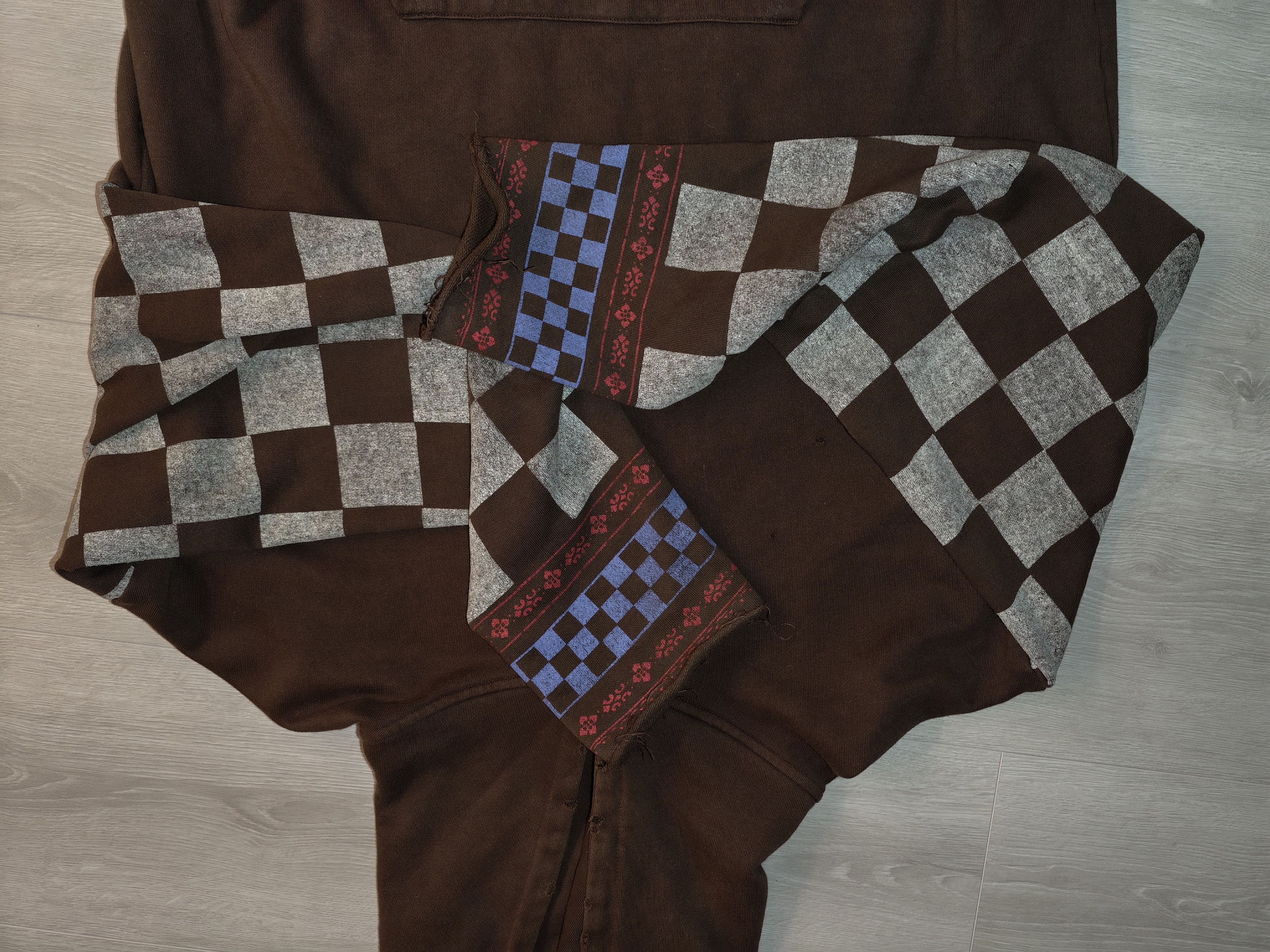 Profound Aesthetic Profound Check Sleeve Hoodie In Brown Size US L / EU 52-54 / 3 - 5 Thumbnail