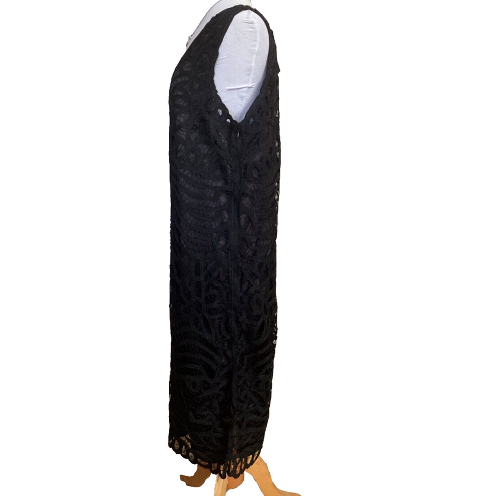 Ralph Lauren RALPH LAUREN RETRO BLACK LACE CROCHET SHEATH COCKTAIL DRESS Size XL / US 12-14 / IT 48-50 - 2 Thumbnail