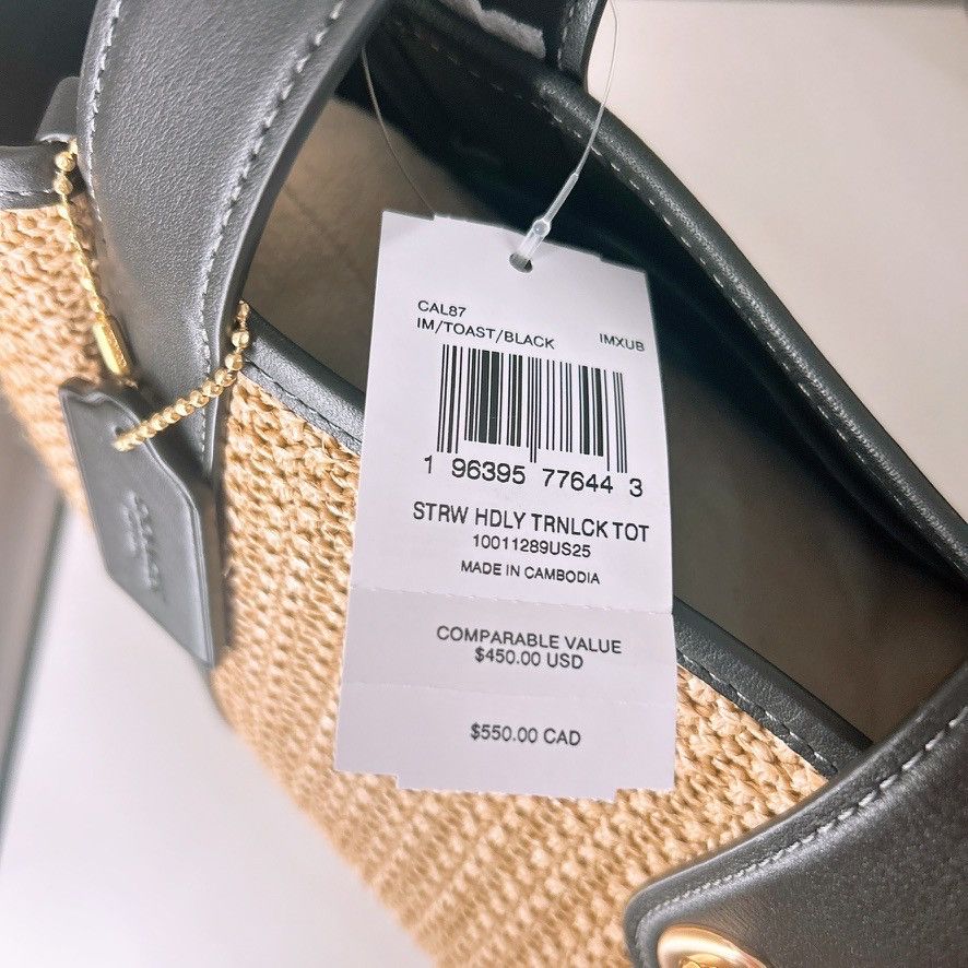 Coach Hadley Turnlock Tote Bag CAL87 Toast/Black Size ONE SIZE - 4 Thumbnail