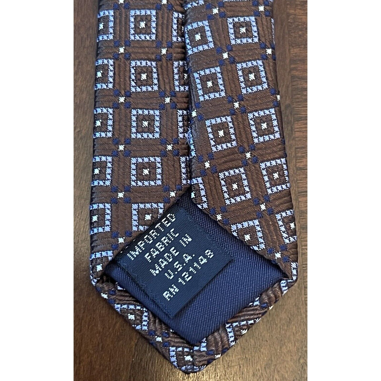 Other HSM Brown Blue 100% Imported Silk Men’s Neck Tie Made In Usa Size ONE SIZE - 7 Thumbnail