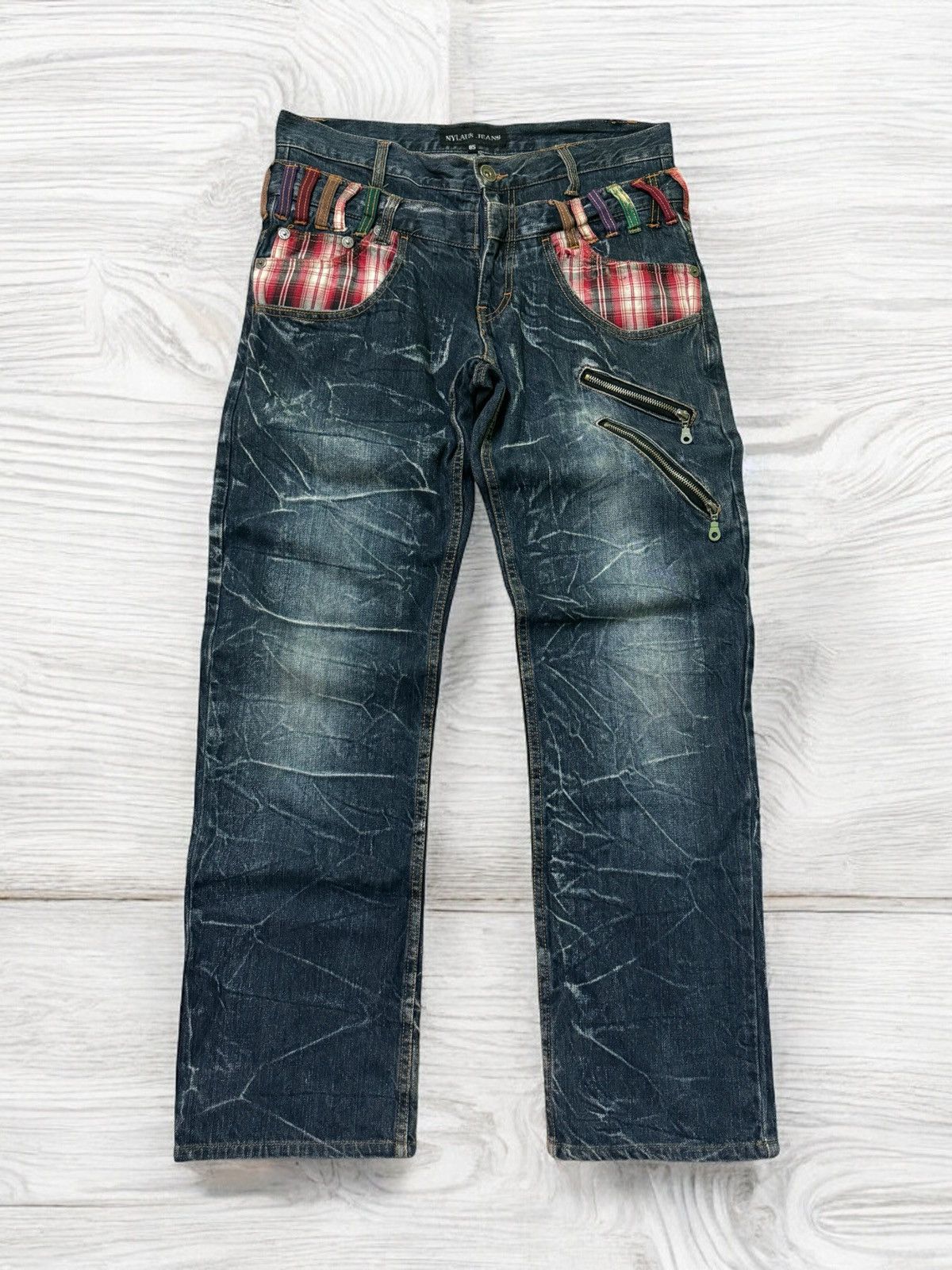 Hysteric Glamour × Japanese Brand × Seditionaries VTG NYLAUS DOUBLE WAIST ZIPPER PUNKY CLAW MARK DENIM JEANS Size US 32 / EU 48 - 1 Thumbnail