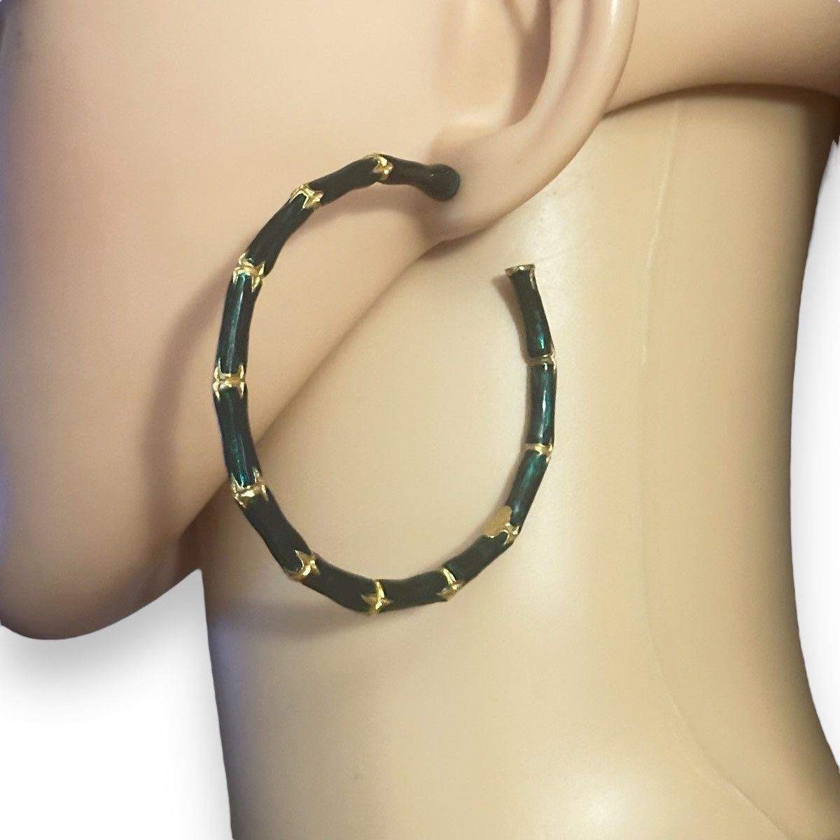 Other Large green bamboo hoop earrings Size ONE SIZE - 2 Thumbnail