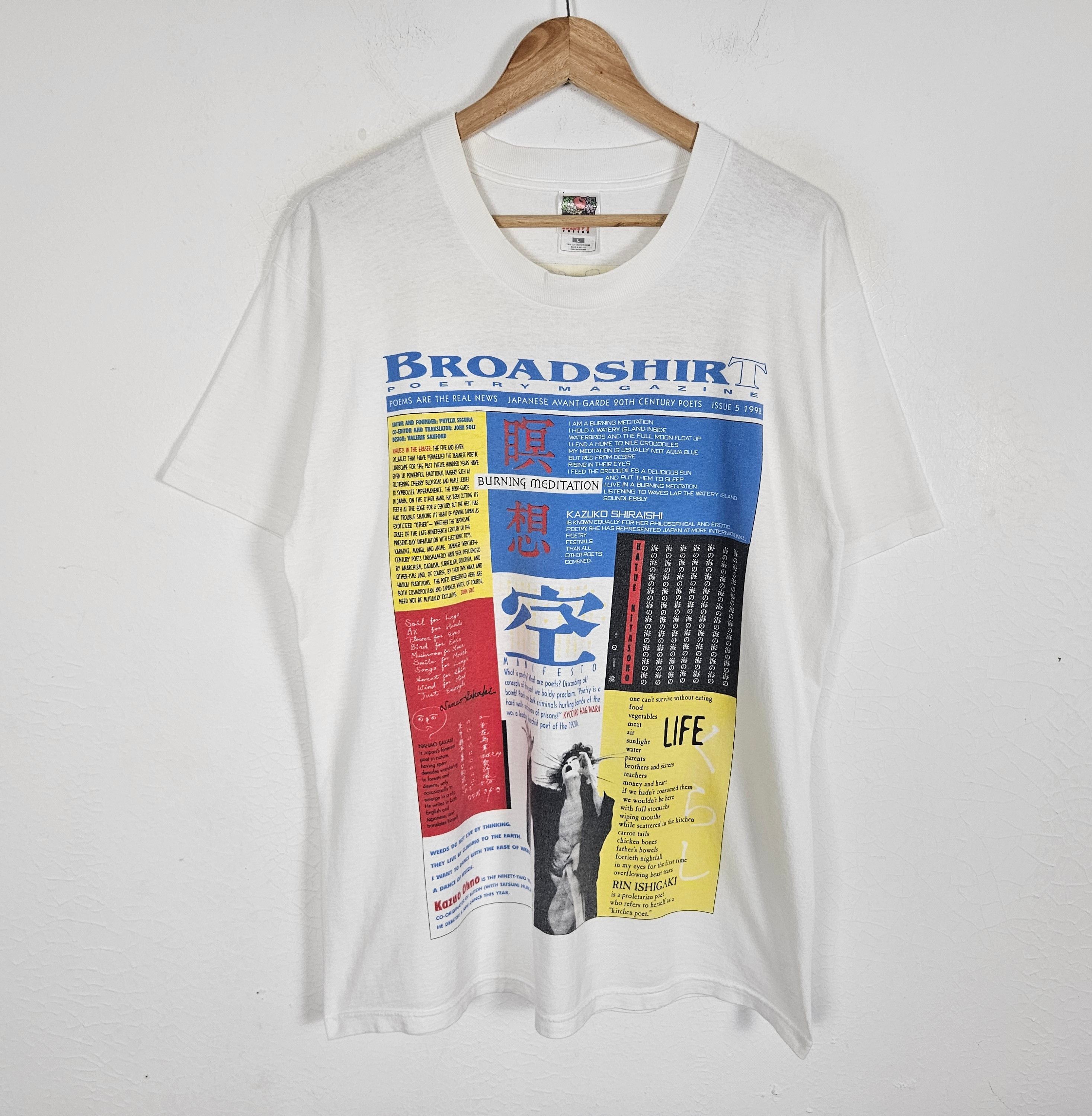 POP MAGAZINE Vintage 90s The Broadshirt Poetry Avant Garde Kazua Ohno tee Size US L / EU 52-54 / 3 - 3 Thumbnail