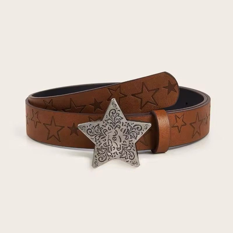Japanese Brand × Vintage Versatile Brown Texture Star Button Belt Size ONE SIZE - 1 Thumbnail