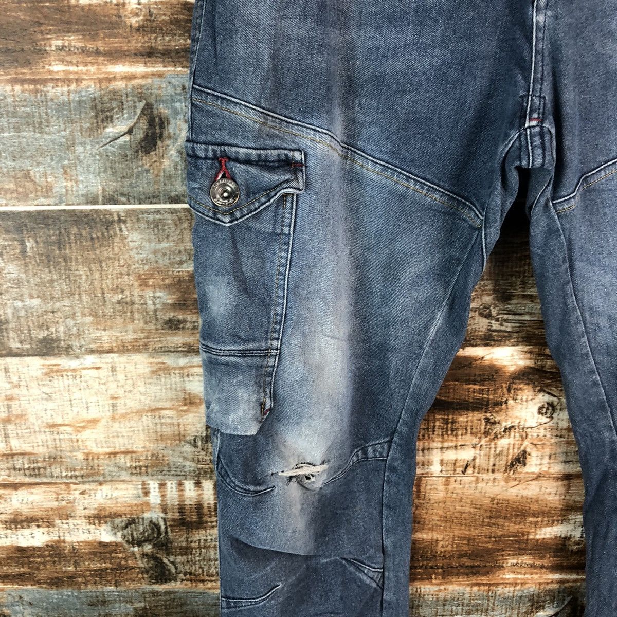 Japanese Brand Field Core Blue Distressed ripped Denim Pants #A2151 Size US 34 / EU 50 - 9 Thumbnail