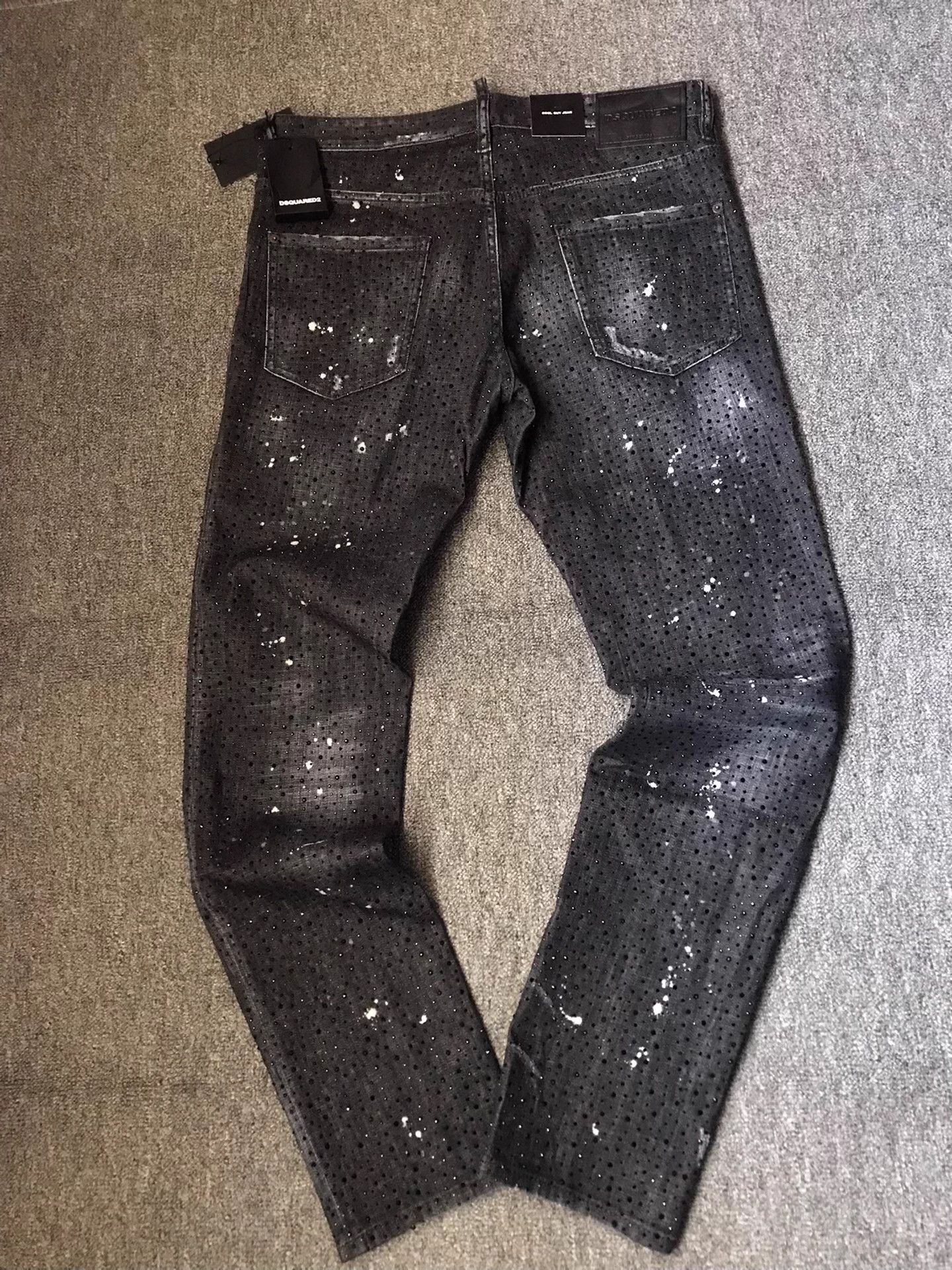 Dsquared2 DSQUARED2 Black Full Diamond Distressed Jeans 50 New Size US 34 / EU 50 - 2 Thumbnail