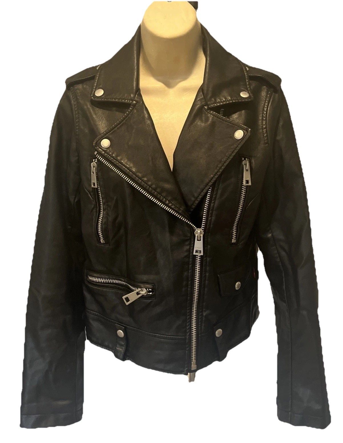 Levi's Levi's Faux Leather Asymmetrical Zip Motorcycle Moto Jacket Size S / US 4 / IT 40 - 1 Thumbnail