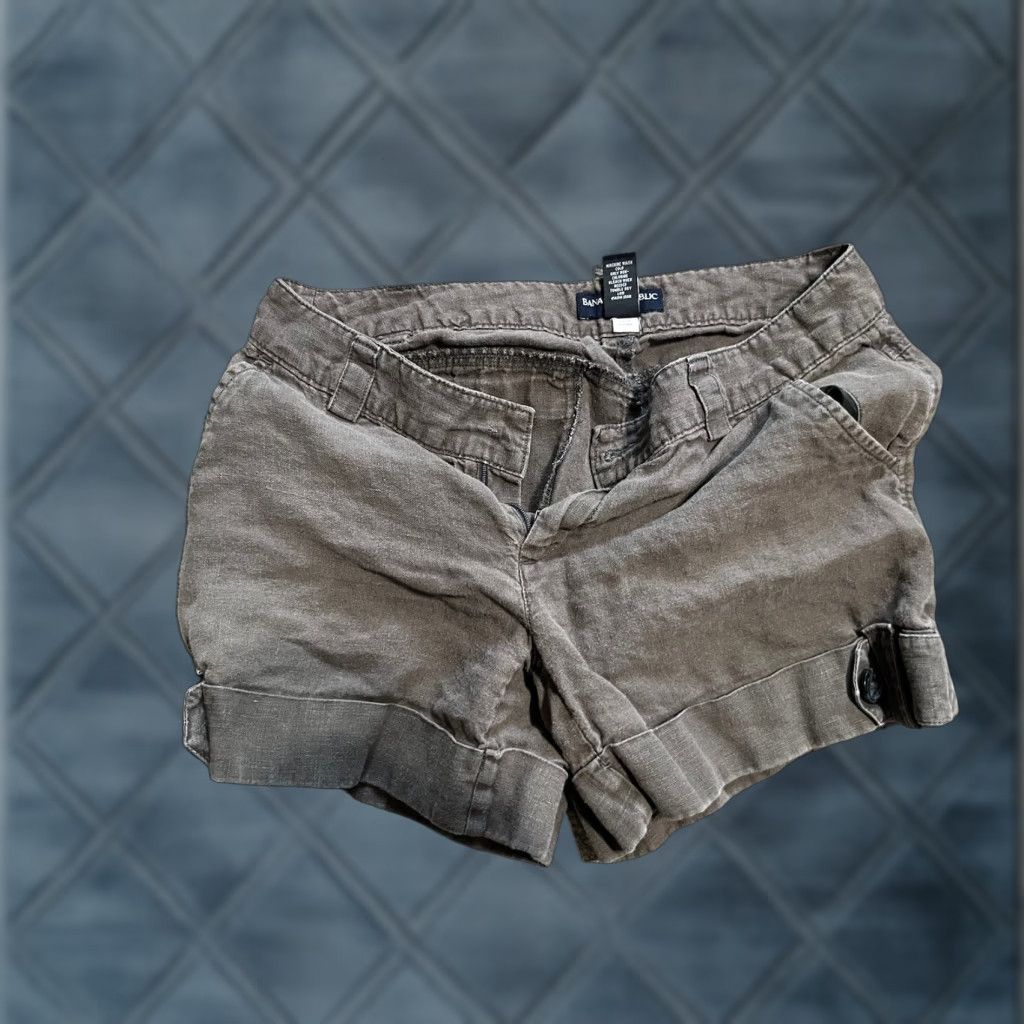 Banana Republic Banana Republic Brown Solid Chino Stretch Shorts Size 4 Flat Front Cotton Linen Women's Casual Summer 7 in Inseam Mens Womens Boys Girls Size 27" / US 4 / IT 40 - 1 Thumbnail