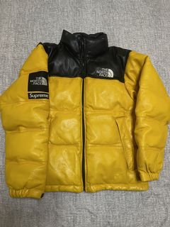 Supreme tnf hot sale leather nuptse