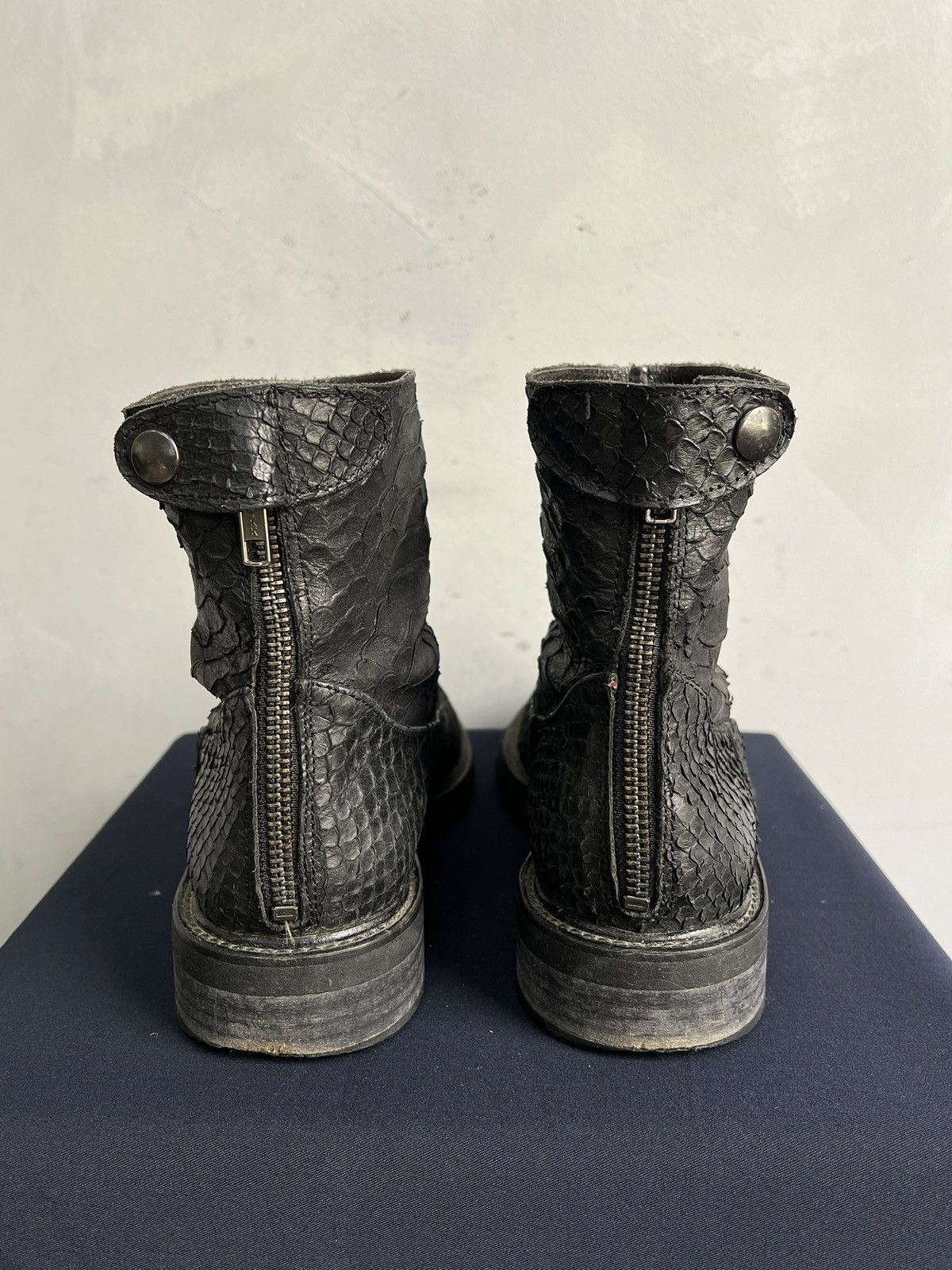 Japanese Brand Black python snake leather platform Ankle Boots Vintage Y2k Size US 7 / EU 40 - 6 Thumbnail