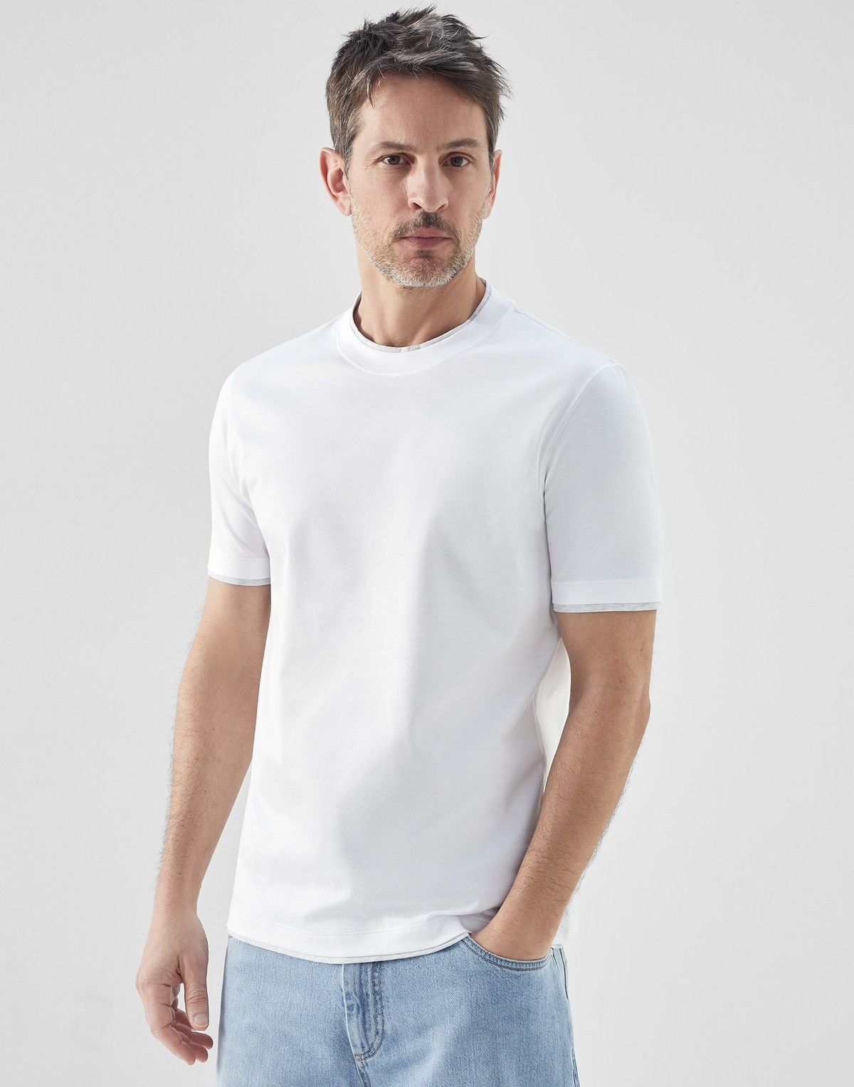 Brunello Cucinelli Brunello Cucinelli White Crew Neck T-Shirt 100% Cotton Size US M / EU 48-50 / 2 - 1 Thumbnail