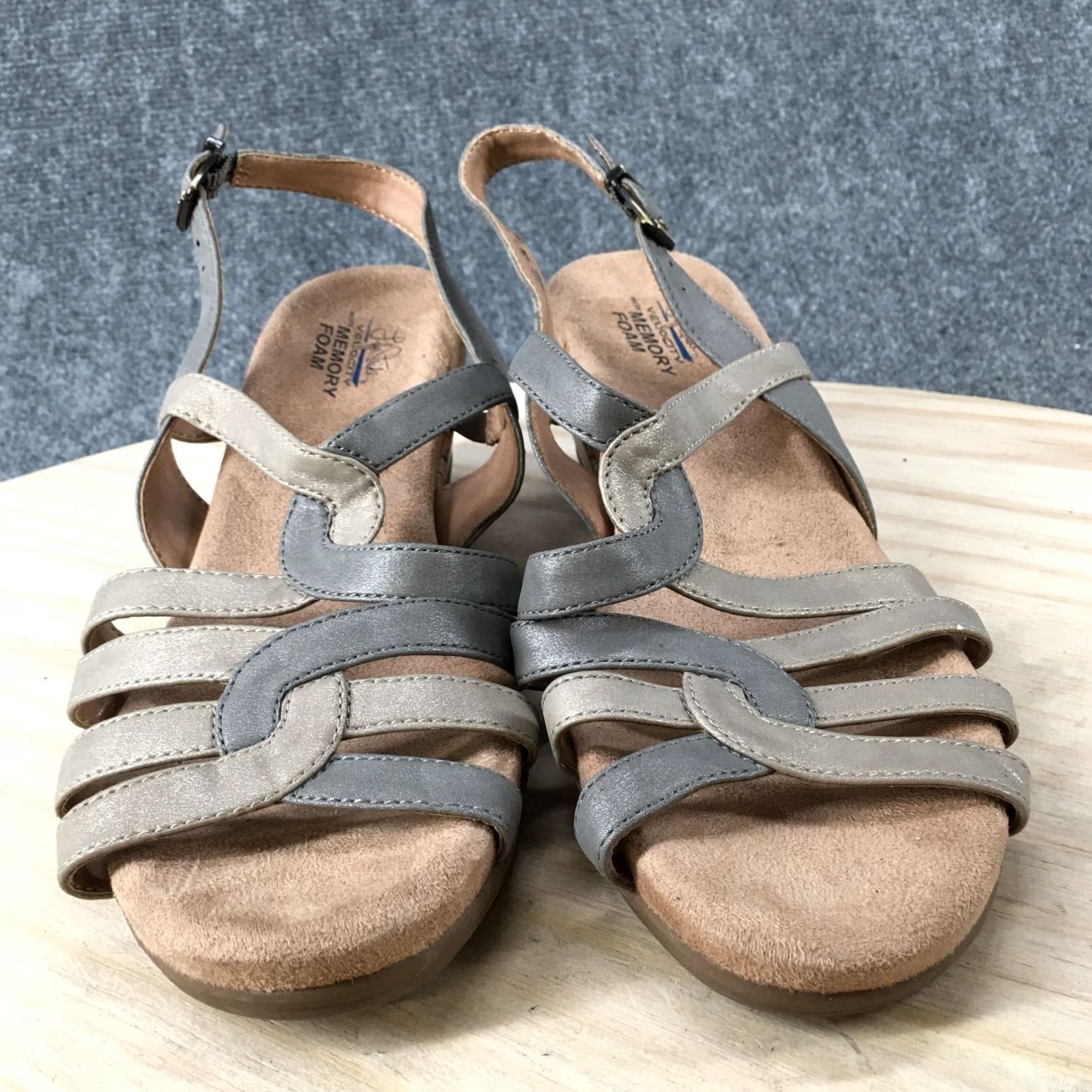 Vintage VINTAGE Lifestride Sandals Womens 9.5 M Tabby Wedge Cork Slingback Beige Faux Leather Size US 10 / IT 40 - 7 Thumbnail