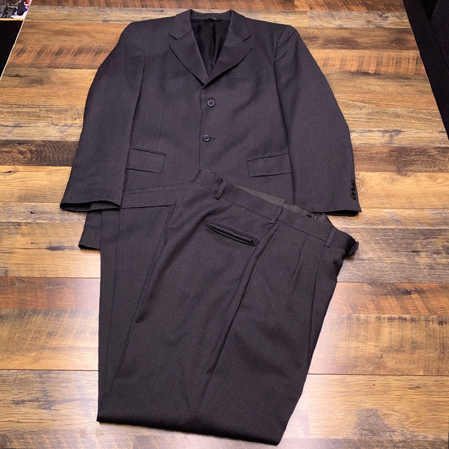 Jos. A. Bank Jos. A. Bank 2 Piece Suit Gray Wool 40 Long Regular Men's Cuffed Pants 34x30 Formal Wedding Vintage No Size 40R - 2 Thumbnail