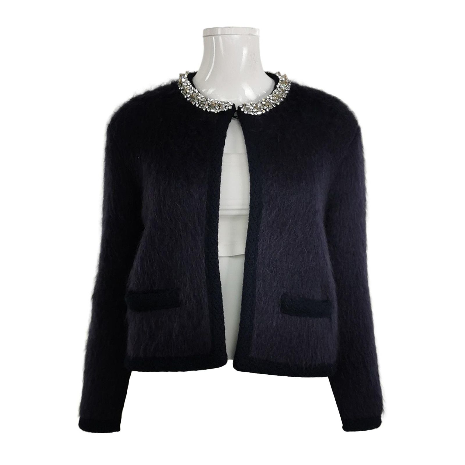 Celine Celine Crystal Embellished Mohair Cardigan Size S Size S / US 4 / IT 40 - 1 Thumbnail