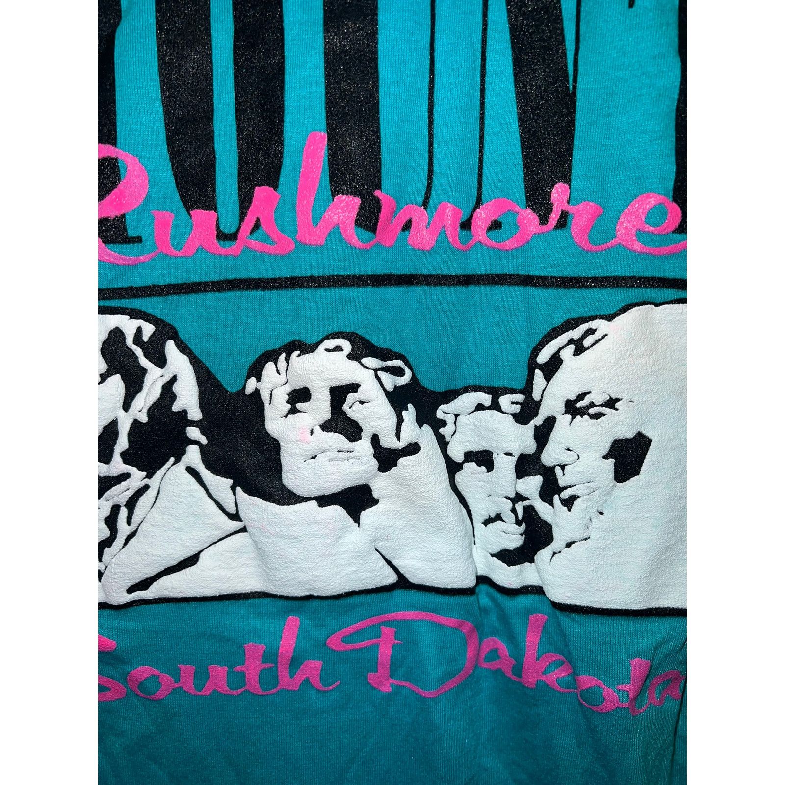 Jerzees Vintage Mouth Rushmore Shirt South Dakota Teal Tee 80s M Size US M / EU 48-50 / 2 - 4 Thumbnail