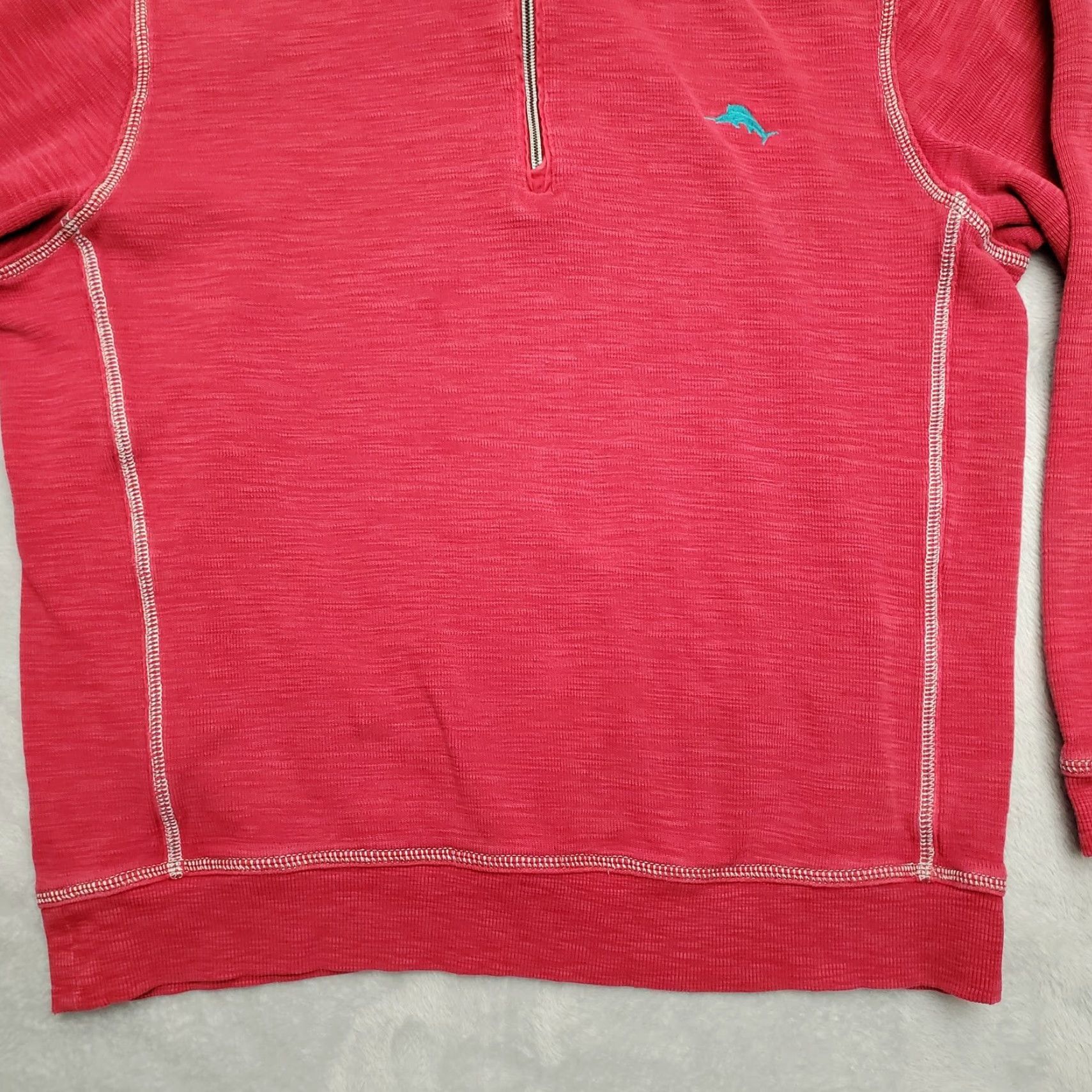 Tommy Bahama Tommy Bahama Sweater Men M Red Pima Cotton Tencel Blend Long Sleeve 1/4 Zip Embroidered Logo Knit Solid Casual Golf Walking Mens Size US M / EU 48-50 / 2 - 3 Thumbnail