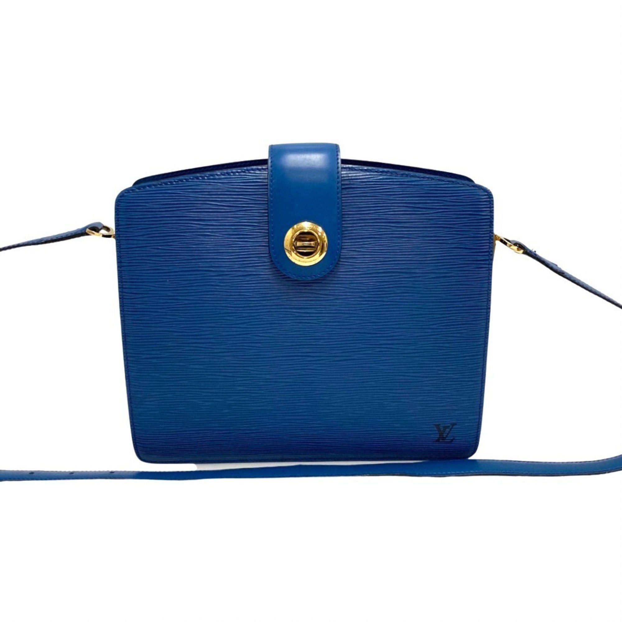 image of Louis Vuitton Vintage Capuchin Epi Leather Genuine Mini Shoulder Bag Pochette Toledo Blue, Women's