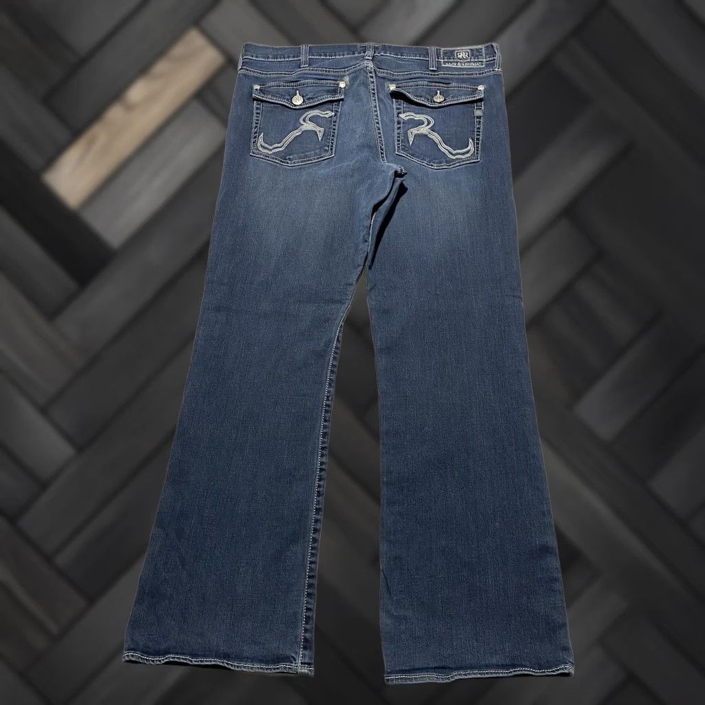 Vintage Rock & Republic Jeans Mens 38x32 Blue Bootcut Denim Flap Pockets Embroidered R Size US 38 / EU 54 - 1 Thumbnail