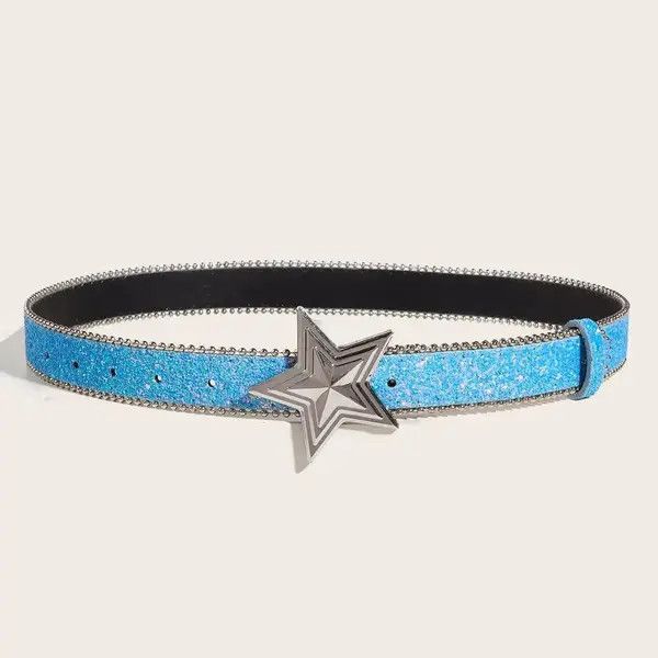 Vintage Y2k Streetwear Star Buckle Blue Belt Size ONE SIZE - 3 Thumbnail