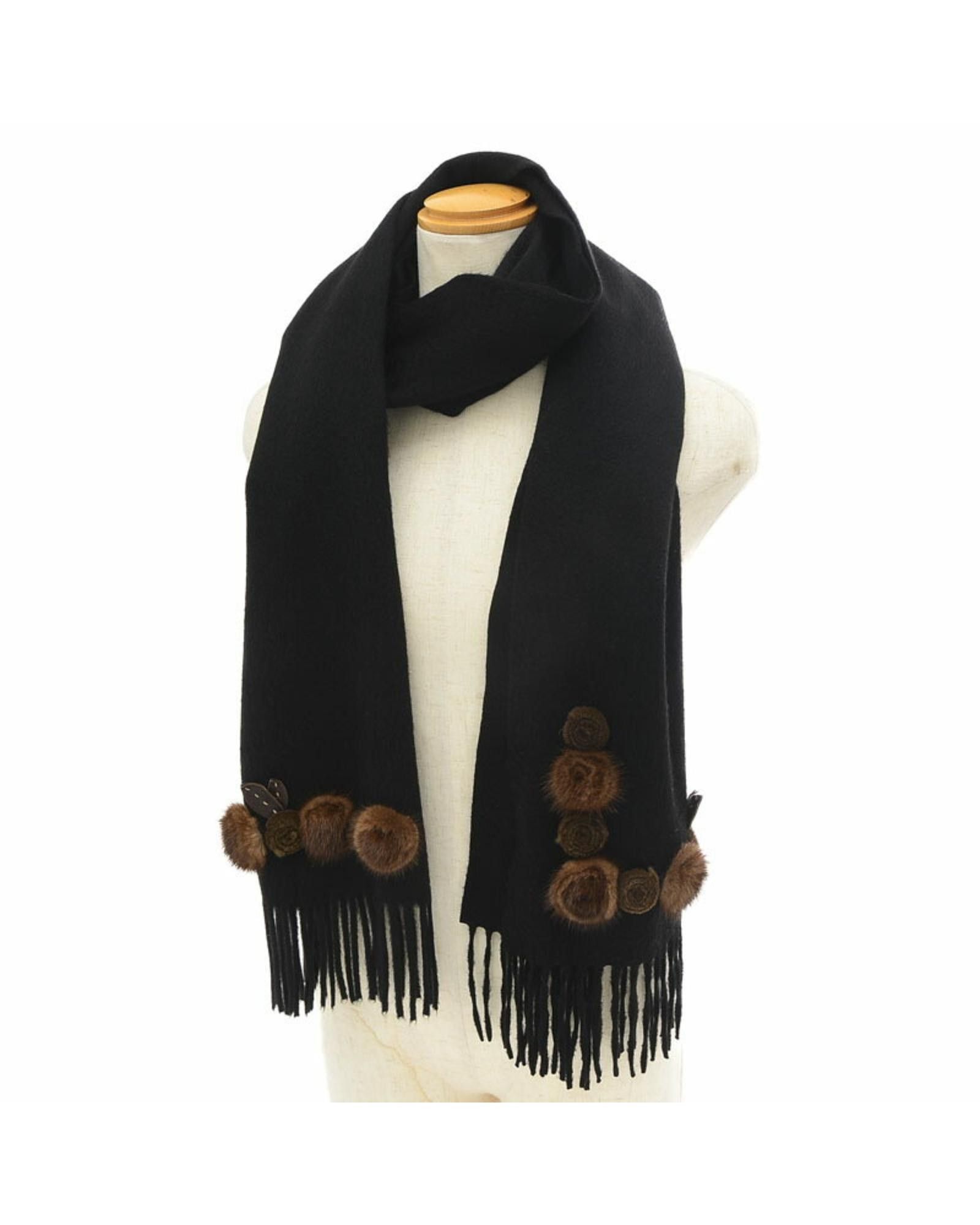 image of Fendi Black Cashmere Stole With Timeless Design, Women's