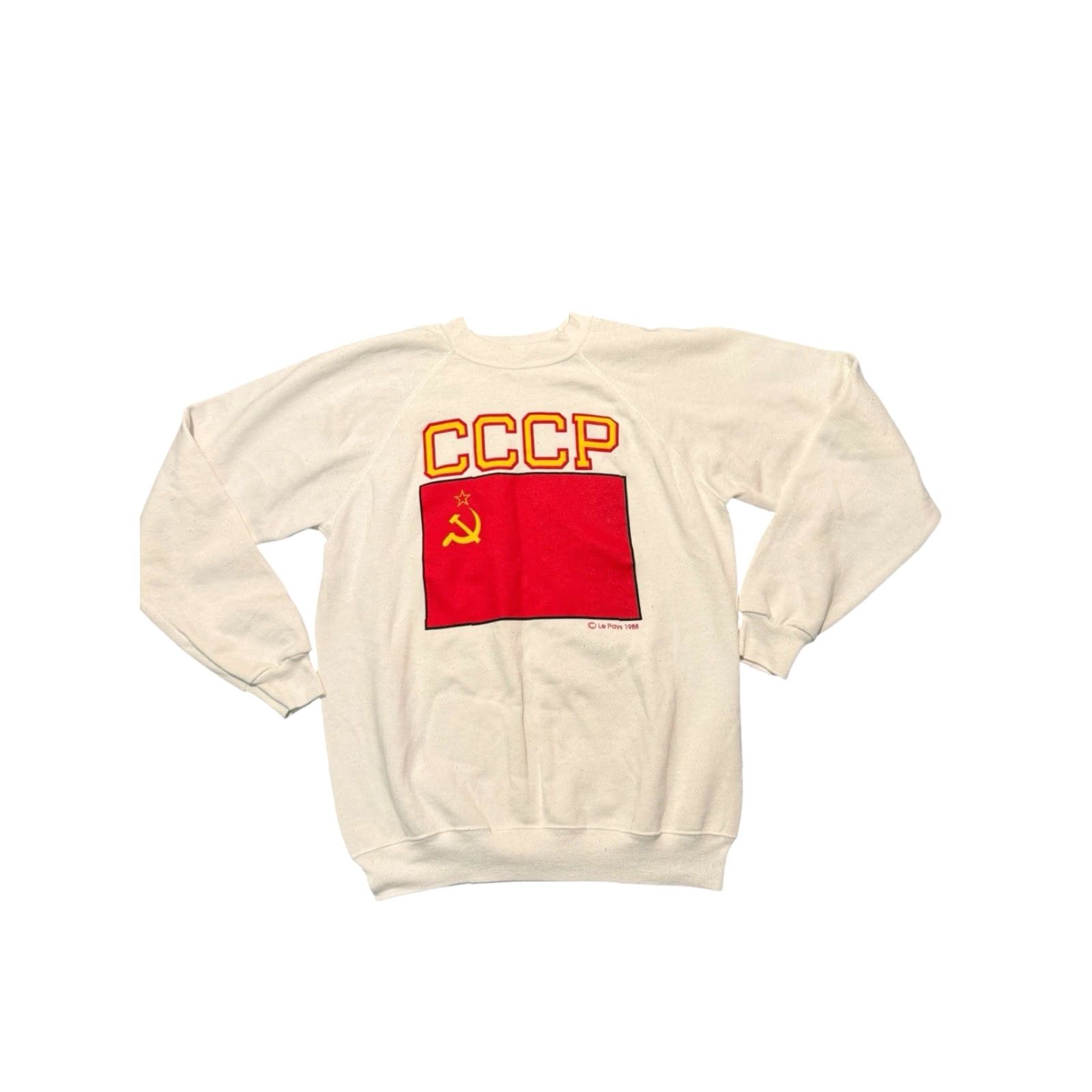 Hanes VINTAGE Hanes 1988 Le Pays Soviet Union CCCP Crewneck Sweatshirt Size L White Graphic Print Men, Pullover, Fleece, Cotton, All Seasons, Rare Size US L / EU 52-54 / 3 - 2 Thumbnail
