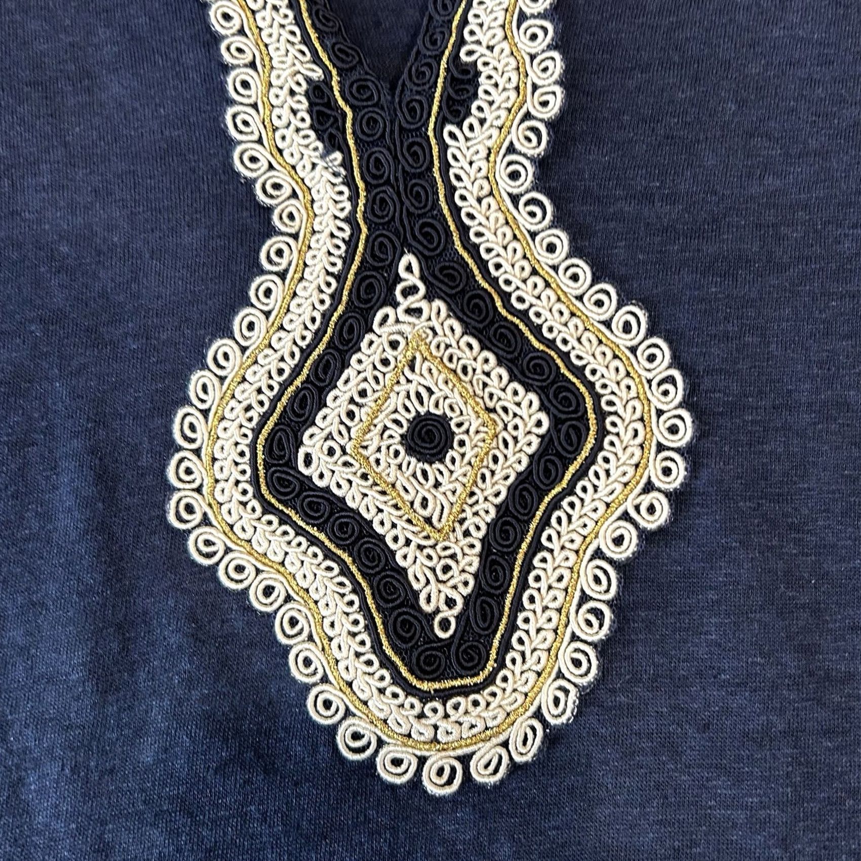 Tory Burch VINTAGE Tory Burch Liliana Embroidered Slub-Knit Linen Tee In Tory Navy Women’s M Size M / US 6-8 / IT 42-44 - 4 Thumbnail