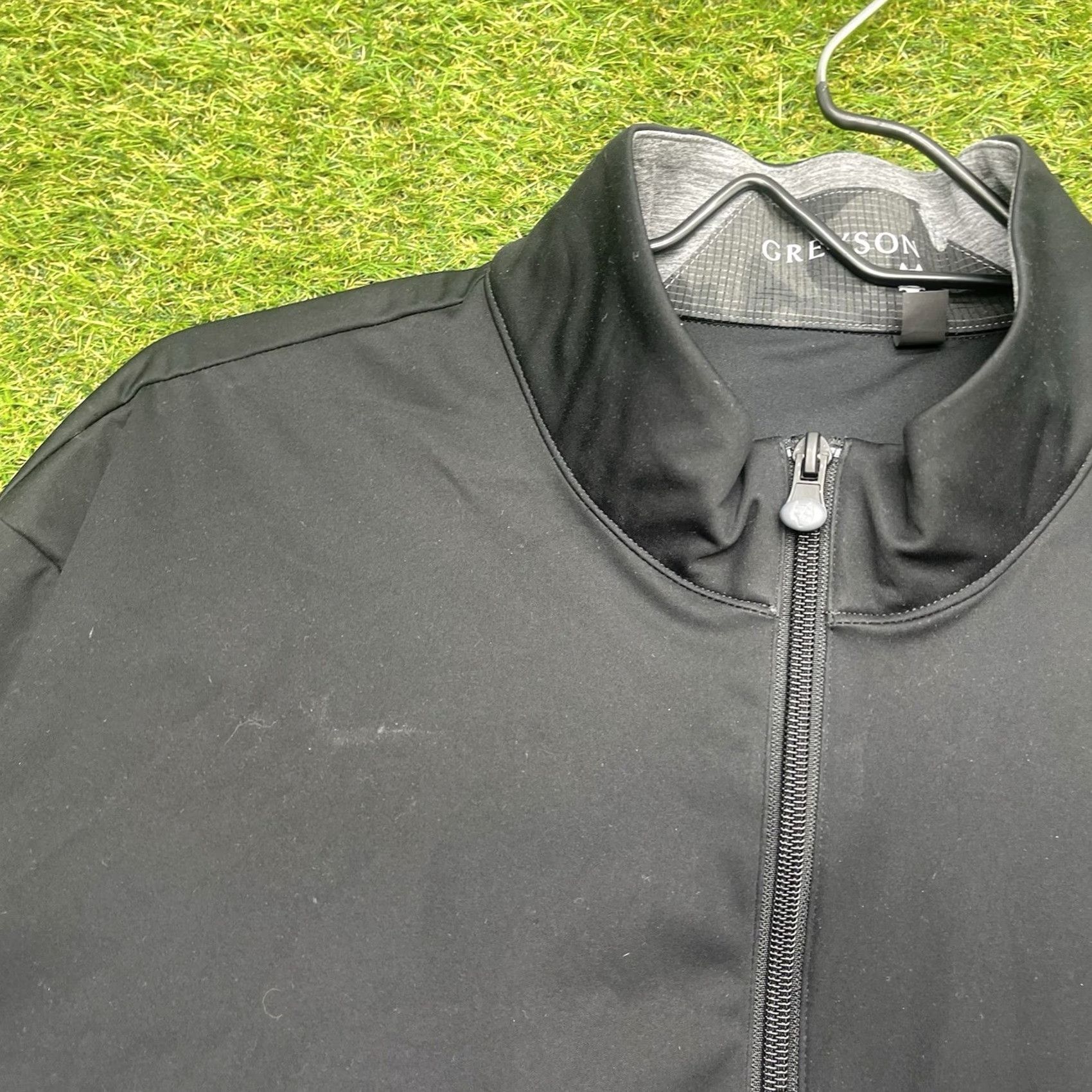 Vintage Greyson Comanche Jacket Mens L Gray 1/2 Zip 100% Polyester Waterproof Stand-Up Collar Modern Golf Performance Size US L / EU 52-54 / 3 - 3 Thumbnail