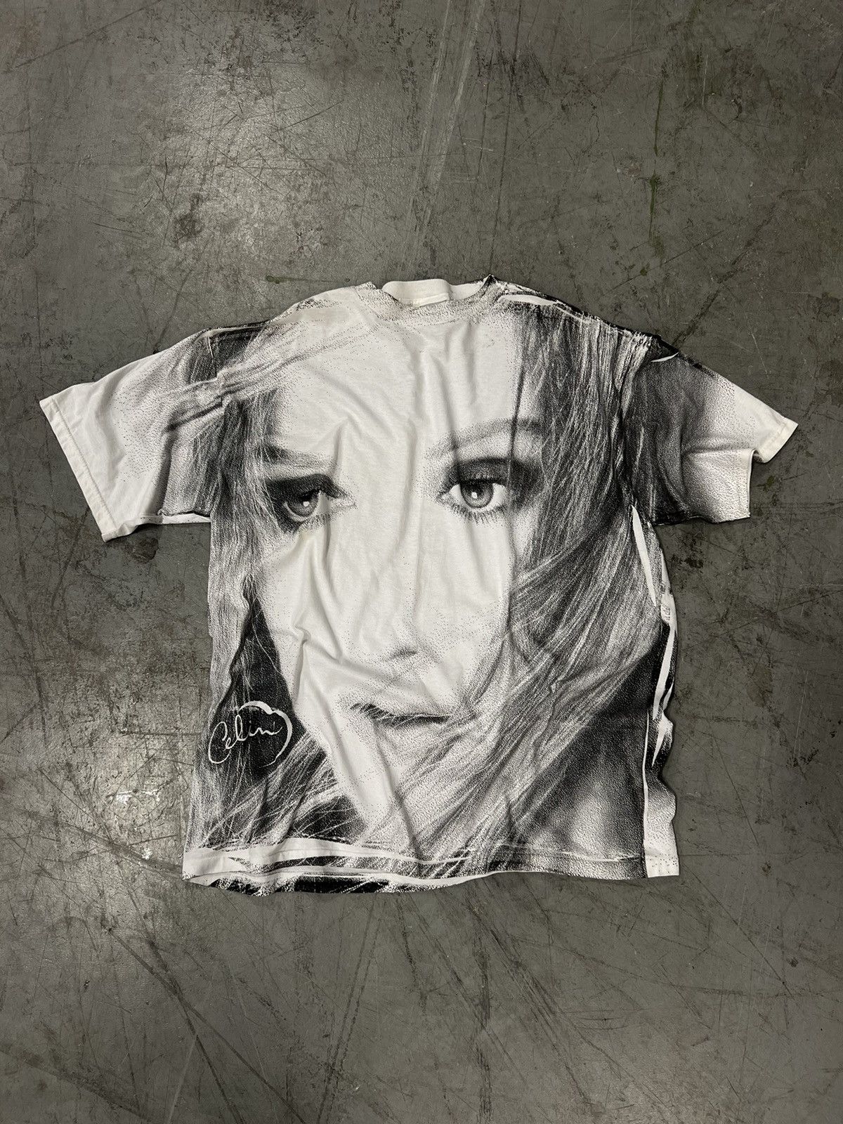 Image of Celine Dion Big Face Aop Tee in White, Men's (Size 2XL)