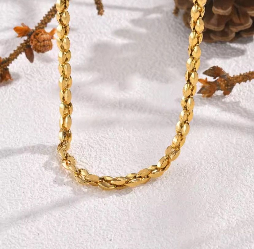 Handmade 5mm Handmade Gold Plated Stainless Steel Rolo Chain Necklace Size ONE SIZE - 1 Thumbnail