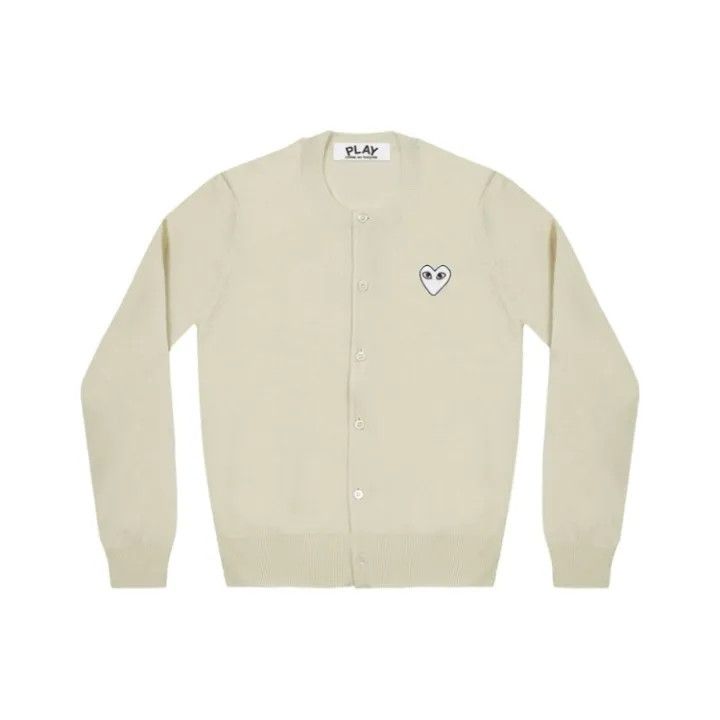 Comme des Garcons Comme des Garçons Play White Knit Cardigan for Women 0079 Size M / US 6-8 / IT 42-44 - 1 Thumbnail