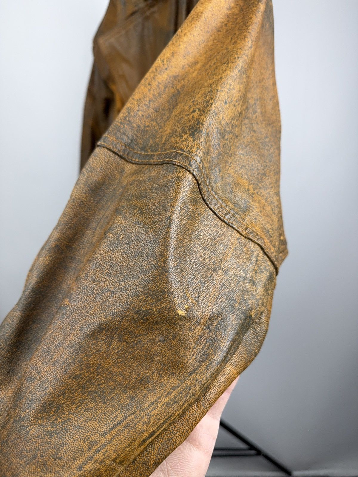 Genuine Leather Vintage Avant Garde 90s Grunge Leather Bomber Jacket Brown Size US S / EU 44-46 / 1 - 13 Thumbnail