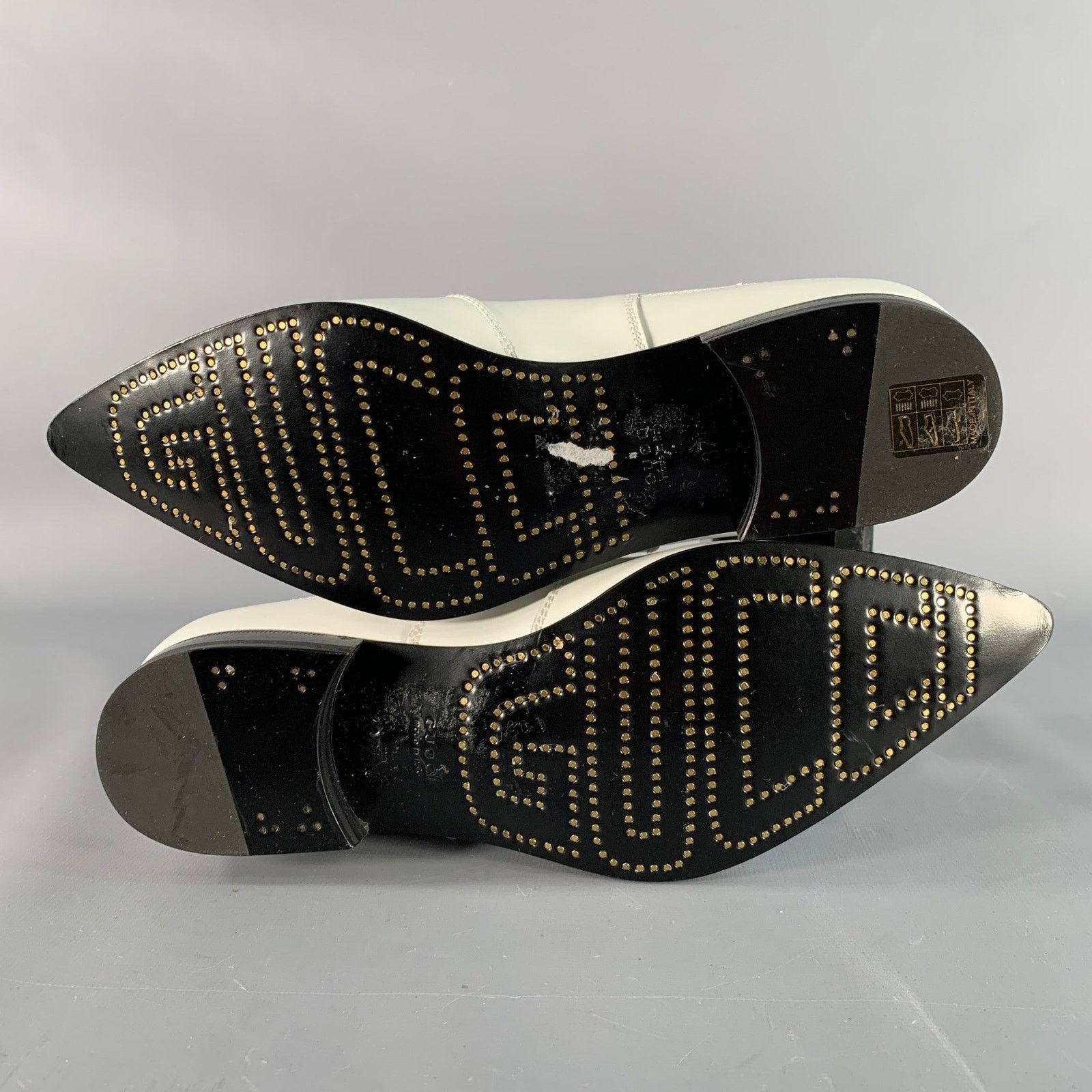 Gucci White Black Gold Leather Pointed Toe Pull On Ankle Boots Size US 7.5 / IT 37.5 - 7 Thumbnail