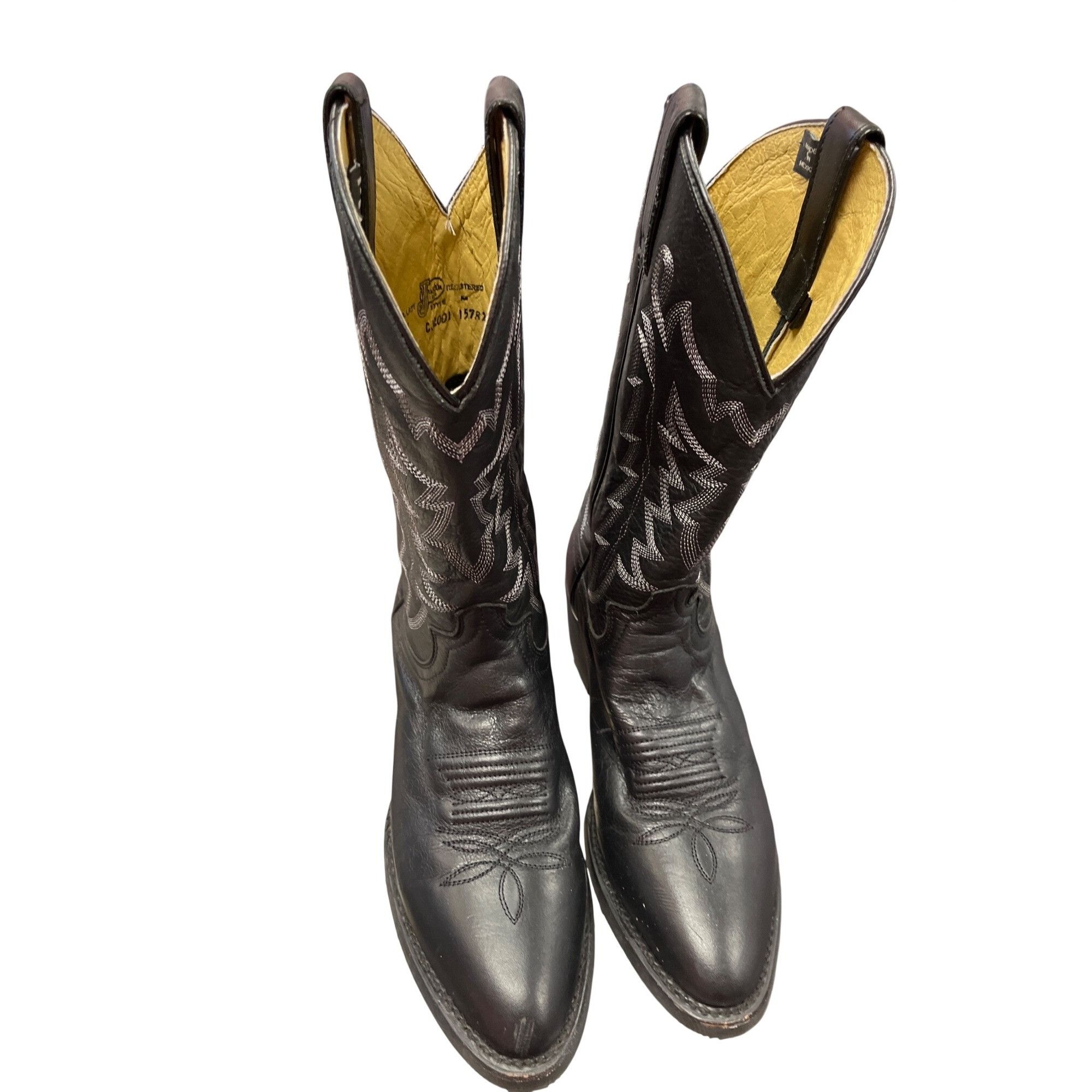 Justin Justin Mens black leather western mid calf boots sz 9.5D SKU Size US 9.5 / EU 42-43 - 15 Thumbnail