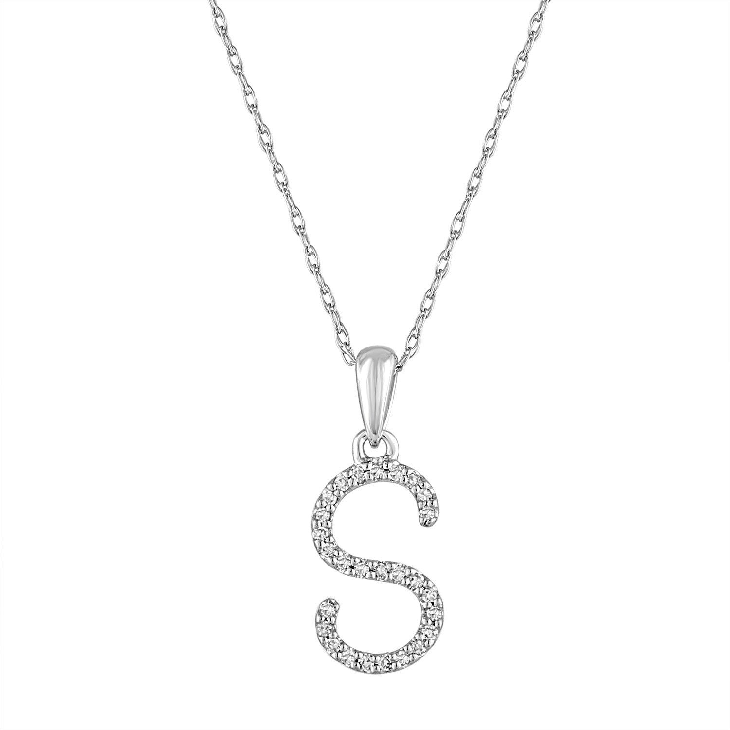 image of Tiffany Co 14K White Gold & Diamond Initial Necklace- S, Women's