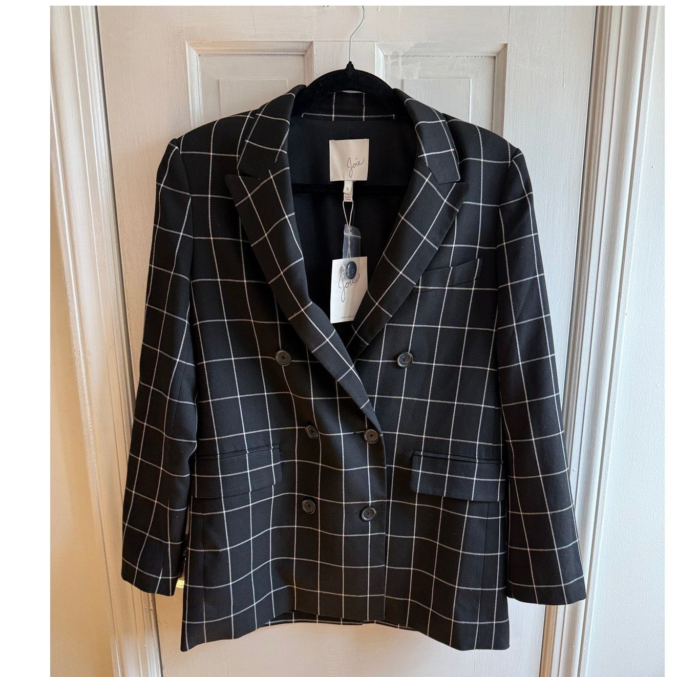 Joie NWT Joie Harlene Windowpane Blazer -Black/White -Size 0 Size XS / US 0-2 / IT 36-38 - 2 Thumbnail
