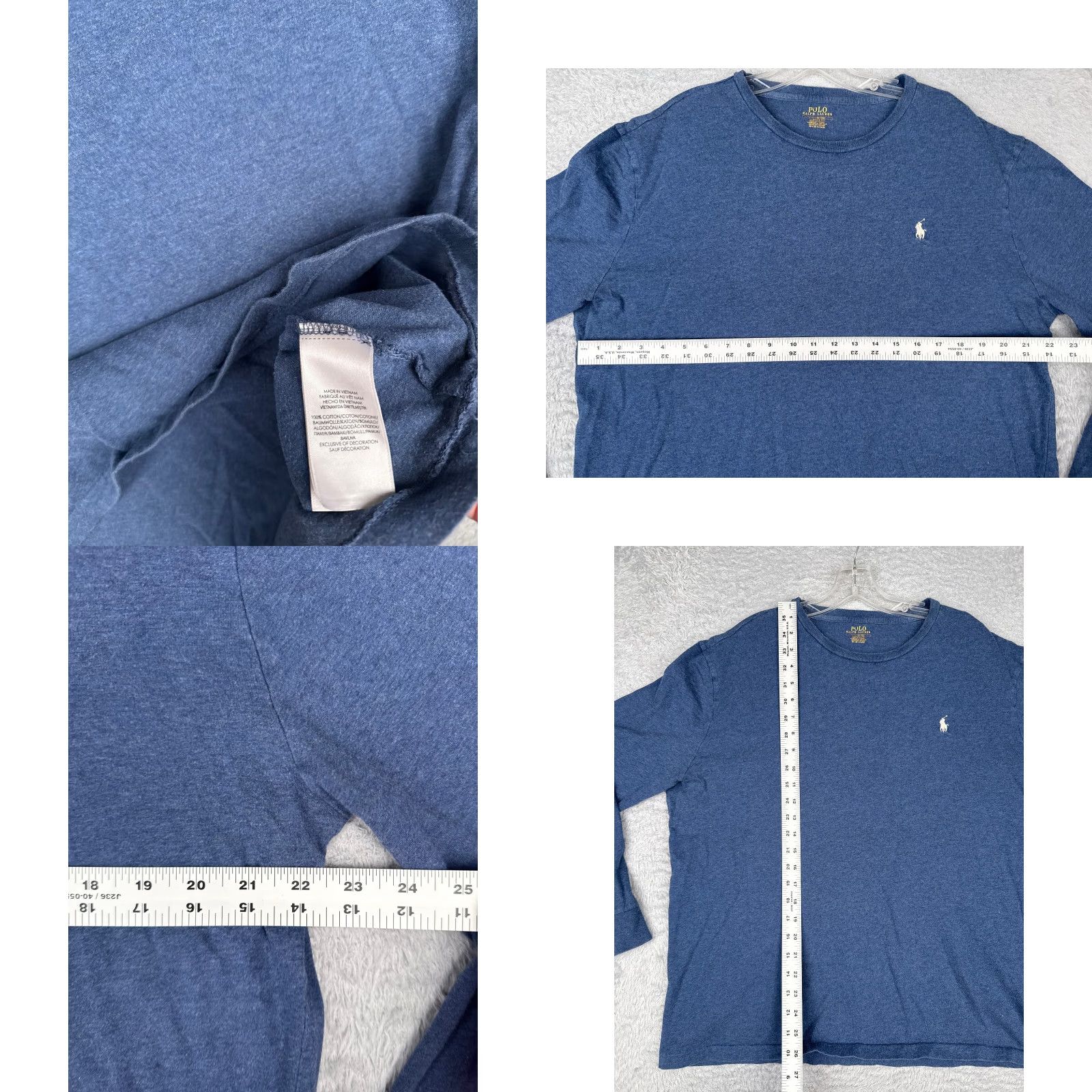 Ralph Lauren VINTAGE Polo Ralph Lauren Shirt Adult Large Blue Long Sleeve Crew Neck 100% Cotton READ Size US L / EU 52-54 / 3 - 8 Thumbnail