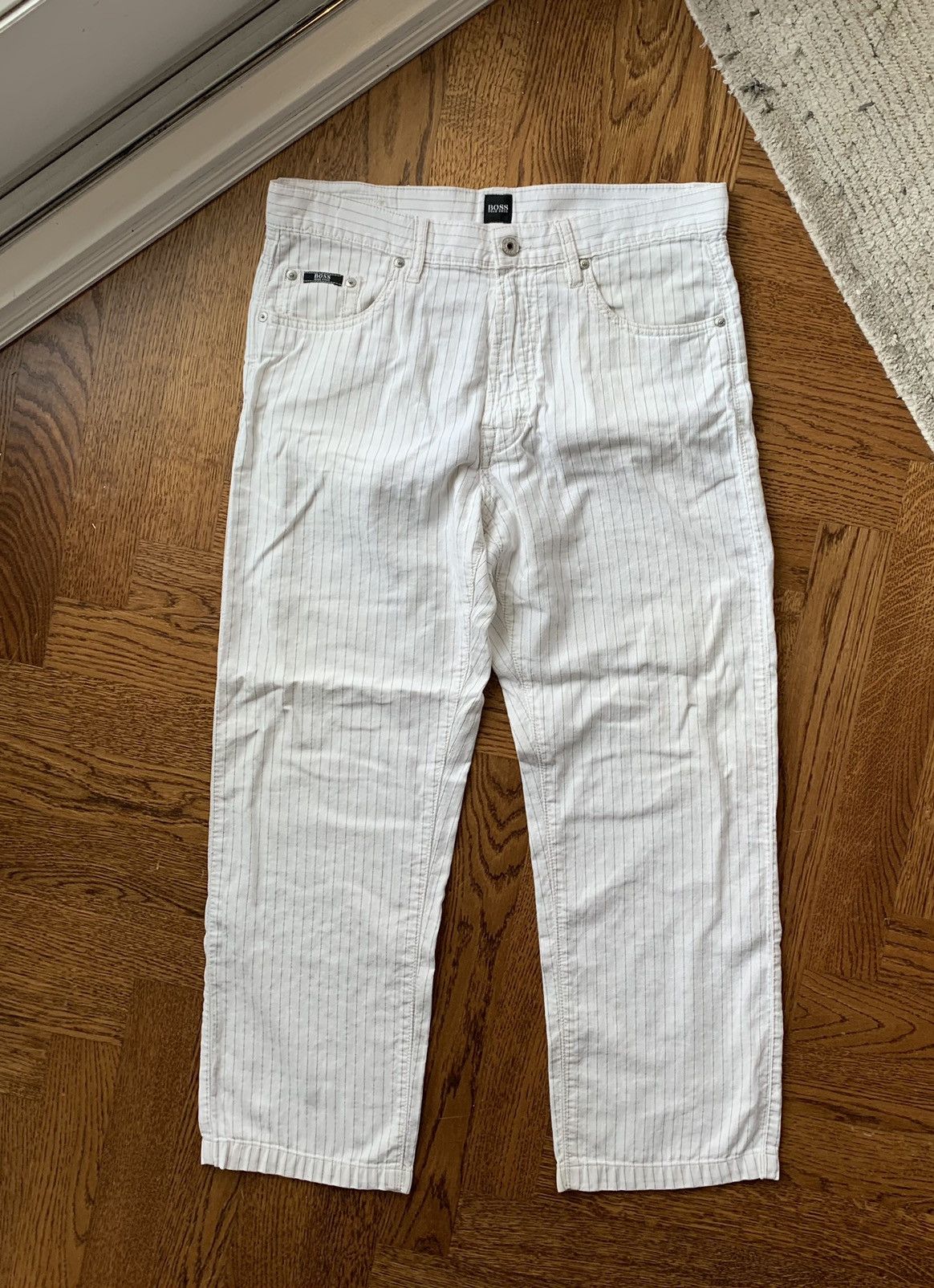 Hugo Vintage Hugo Boss Pants Pinstripe Pants White Jeans Jacksons Size US 34 / EU 50 - 2 Thumbnail