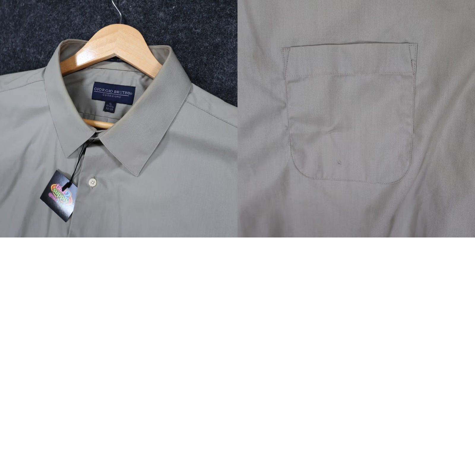 Vintage Giorgio Brutini Mens Gray XL Dress Shirt Long Sleeve Button Up Pocket Size 48R - 8 Thumbnail