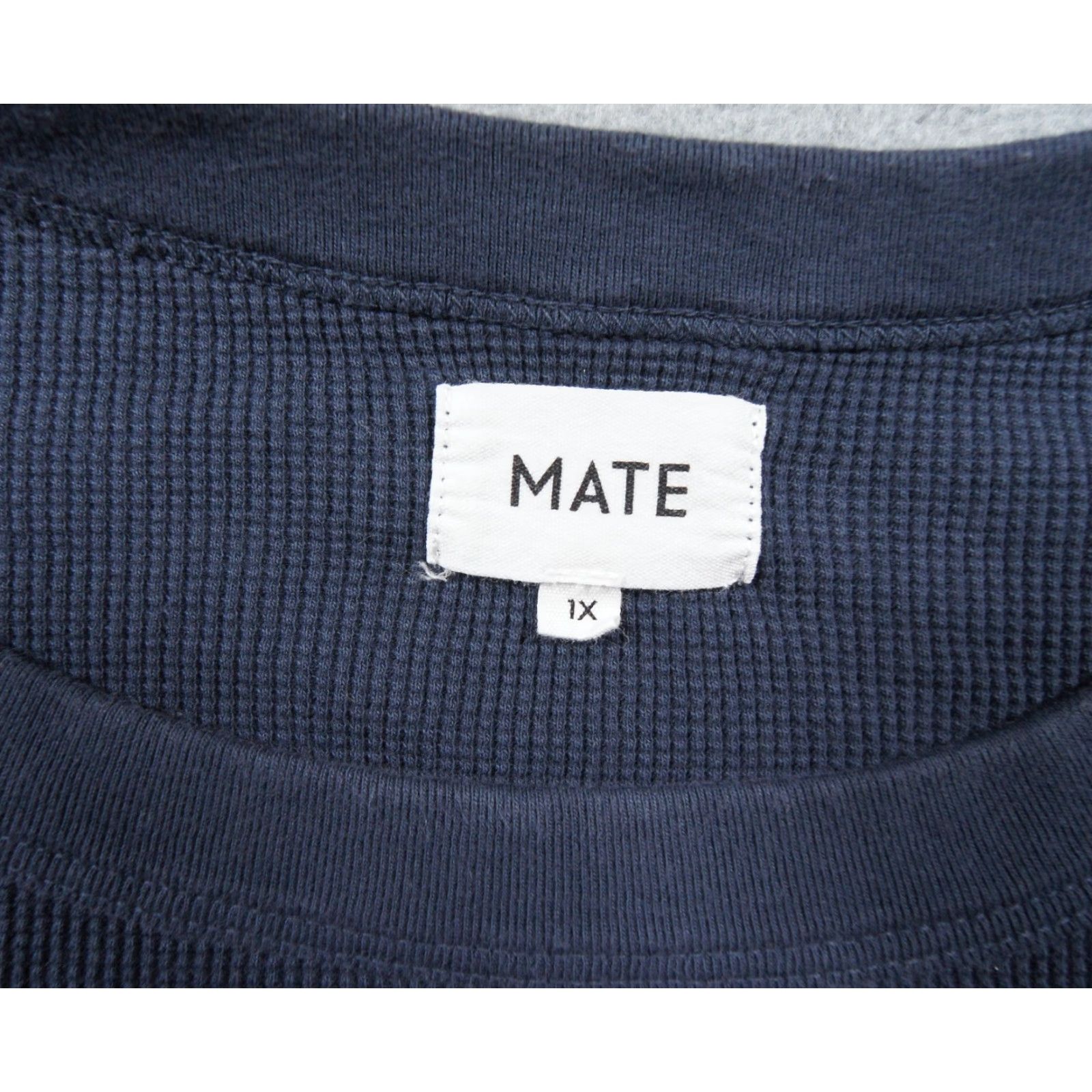 Vintage Mate Shirt Womens 1X Blue Long Sleeve Waffle Knit Crewneck Organic Cotton Ladies Shirt Size XL / US 12-14 / IT 48-50 - 5 Thumbnail