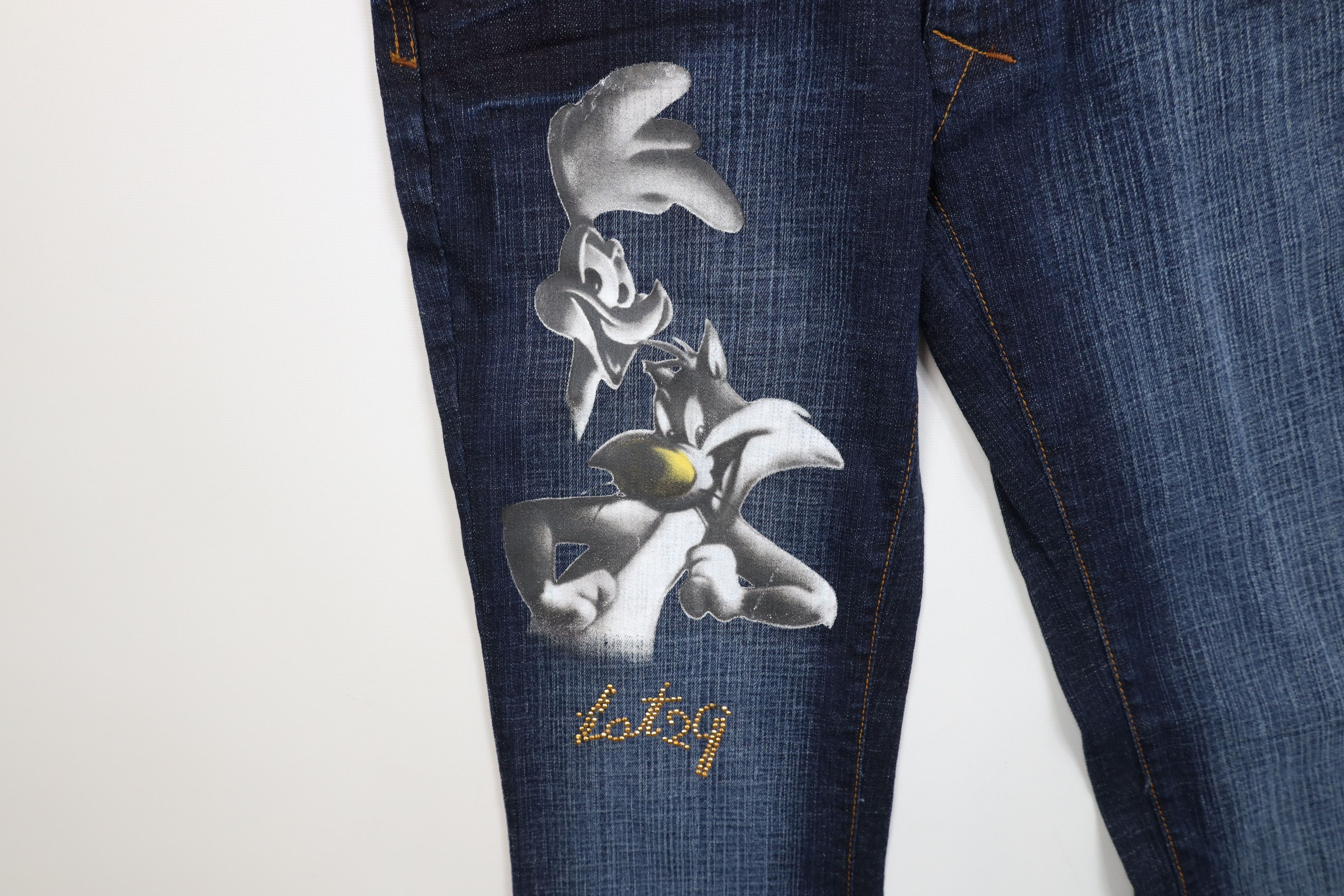 Vintage Deadstock Vintage Y2K Lot 29 Tunes Flared Wide Leg Jeans Size 28" / US 6 / IT 42 - 5 Thumbnail