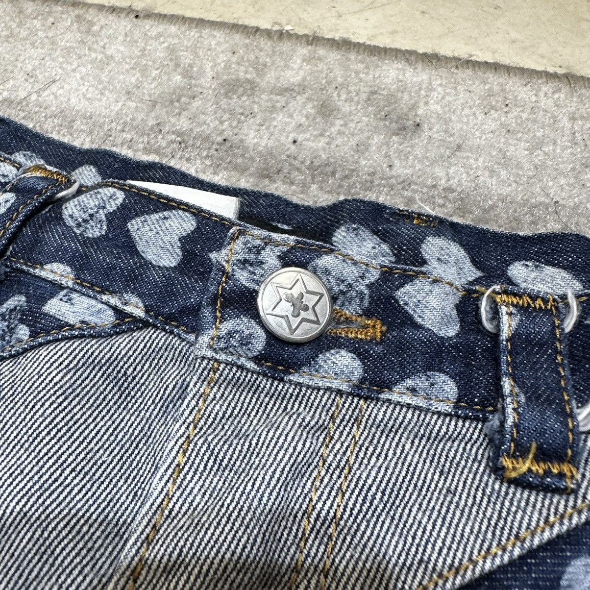 Hysteric Glamour 90s Ozone Community Distressed Heart Print Denim Maxi Skirt Size 24" / US 00 / IT 34 - 6 Thumbnail