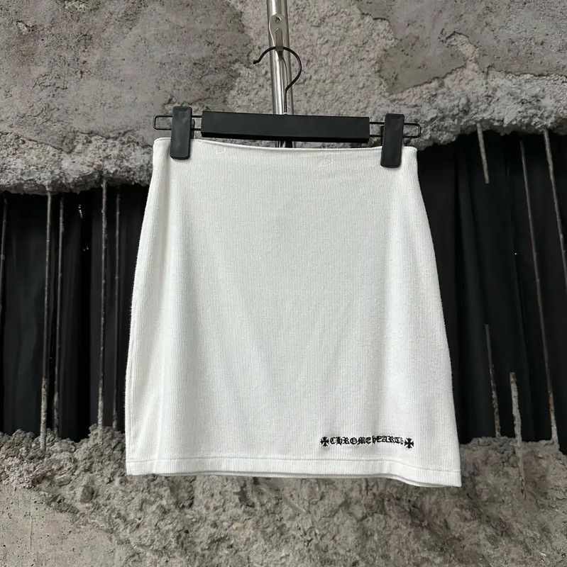 Chrome Hearts Chrome Hearts White Cotton A-Line Skirt XS 0089 Size 22" - 1 Thumbnail