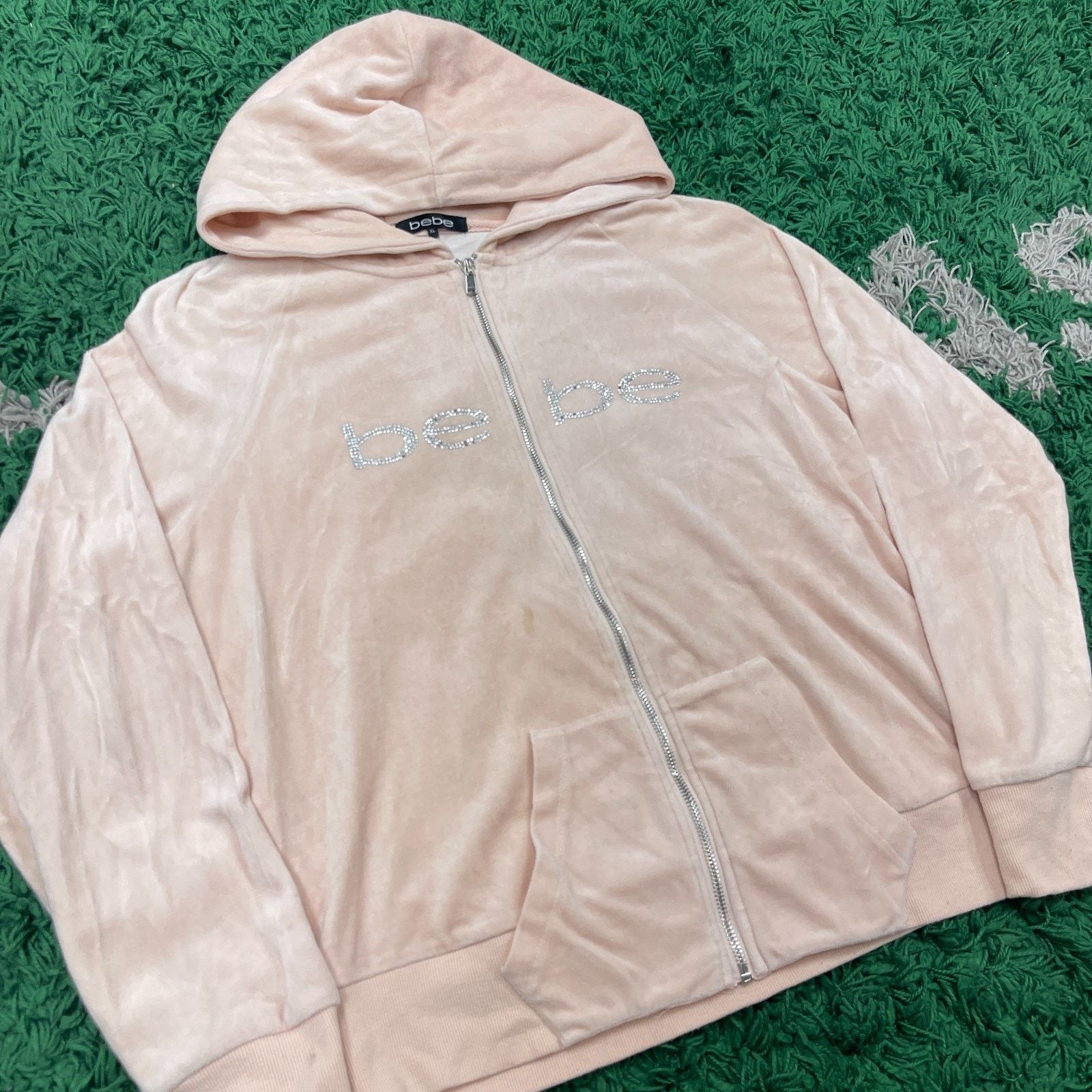 Bebe × Vintage Vintage Y2K Bebe Rhinestone Full Zip Hoodie Sweater XL Size XL / US 12-14 / IT 48-50 - 2 Thumbnail