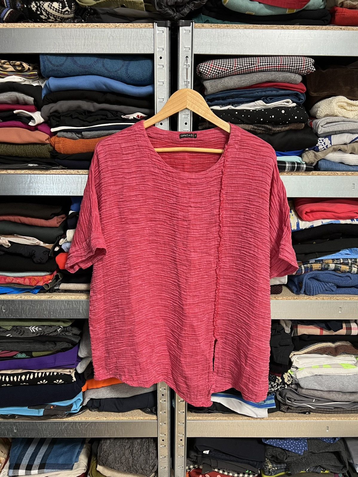 Designer GRIZAS Linen Silk Textured Asymmetric Top Tunic Sz M Blouse Size M / US 6-8 / IT 42-44 - 1 Thumbnail