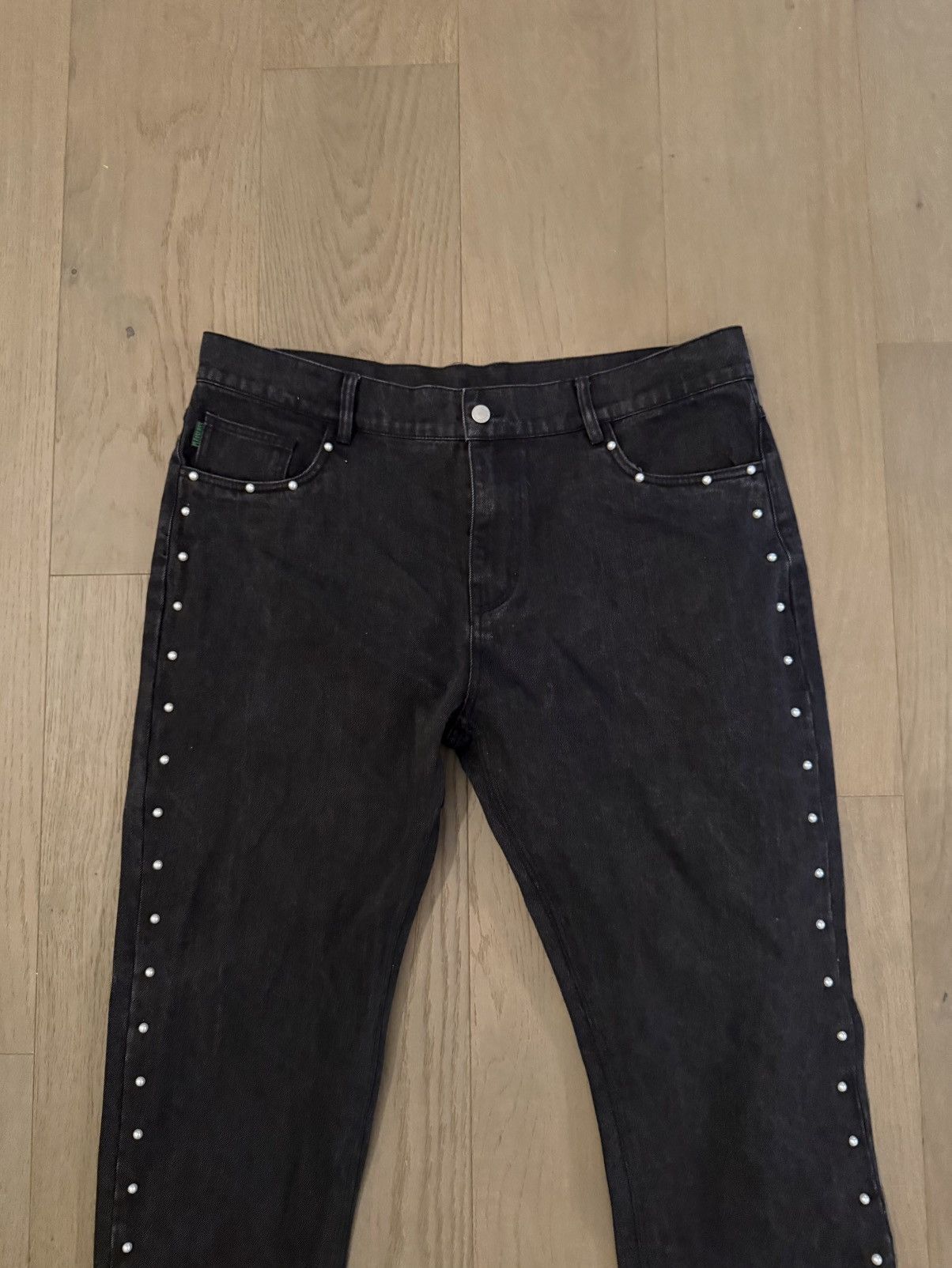 Pleasures PLEASURES Now Studded Black Denim Jeans – Size 38 Size US 38 / EU 54 - 2 Thumbnail