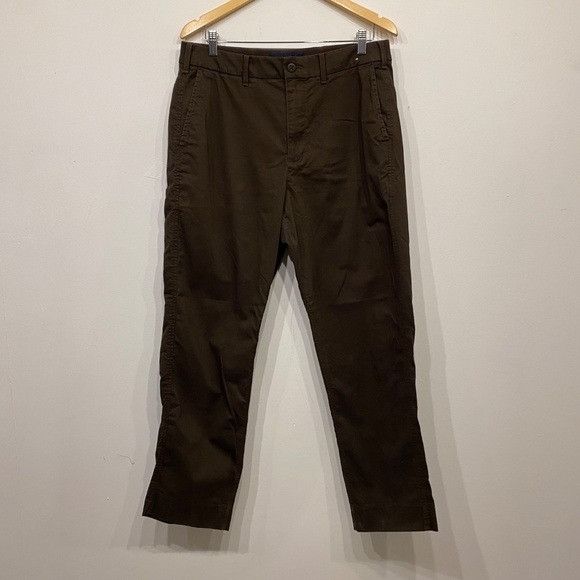 Abercrombie & Fitch Abercrombie Brown Loose Men's Flat Front Chino Pants 33x32 Size US 33 - 1 Thumbnail
